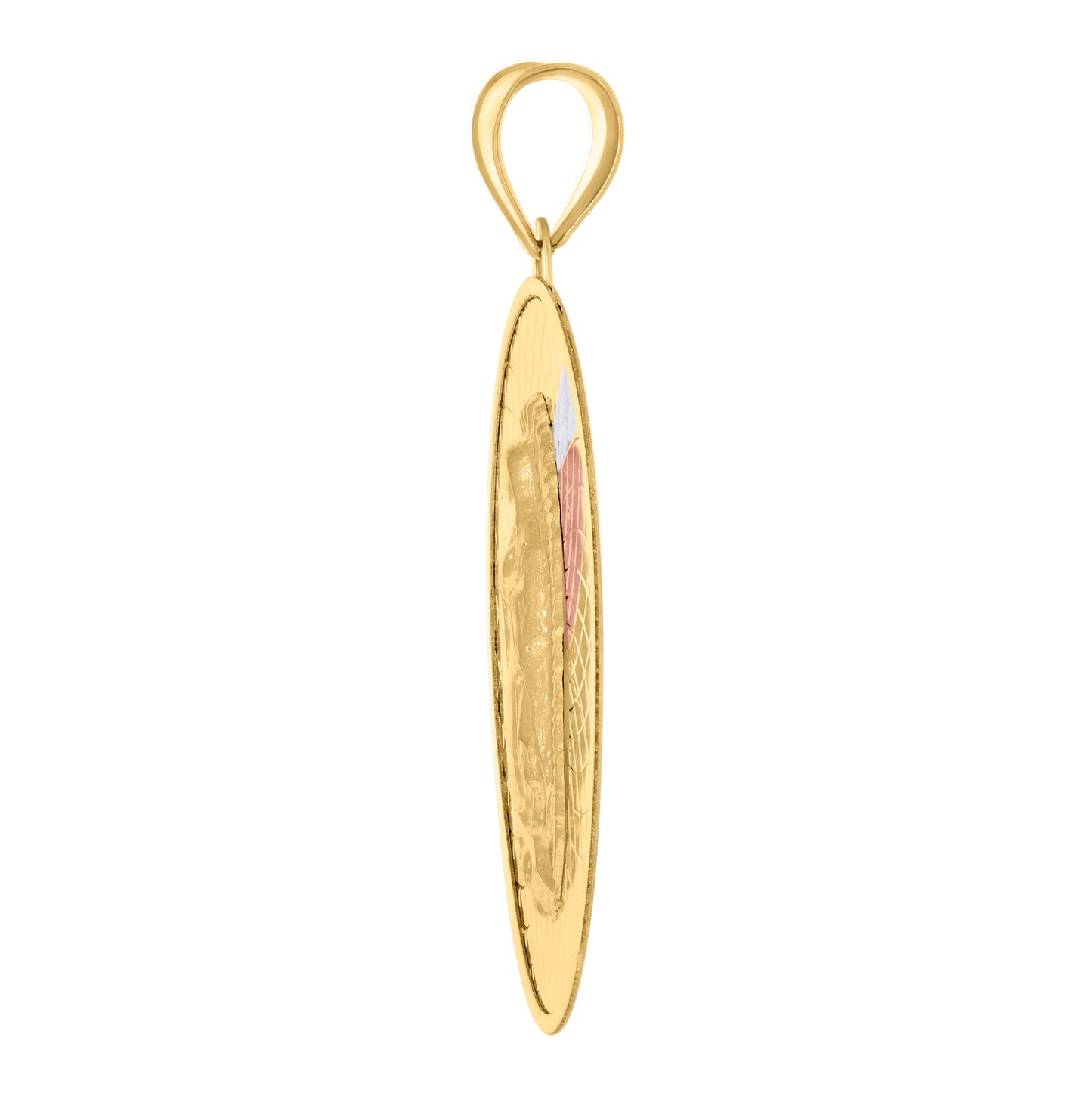 14K Tri-Color Gold Unisex Medallion Guadalupe/Mother Marry Religious Charm Pendant