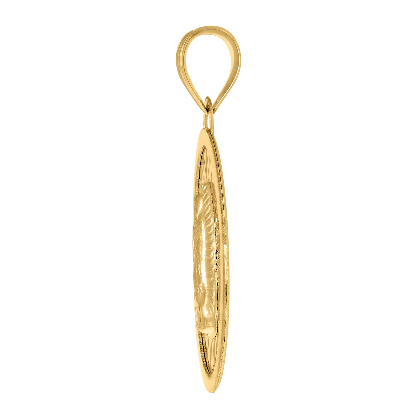 14K Tri-Color Gold Unisex Medallion Oval Guadalupe/Mother Marry Religious Charm Pendant