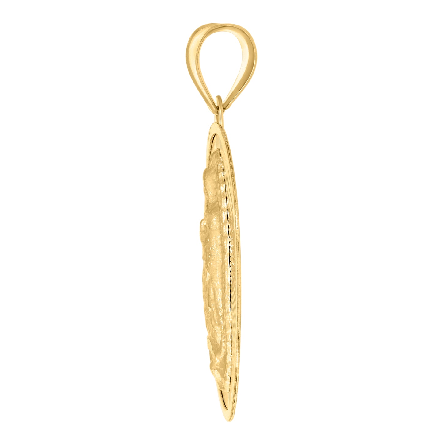 14K Yellow Gold Unisex Medallion Guadalupe/Mother Marry Religious Charm Pendant