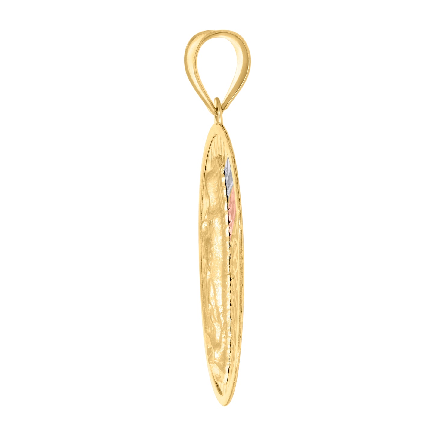 14K Tri-Color Gold Unisex Medallion Guadalupe/Mother Marry Religious Charm Pendant