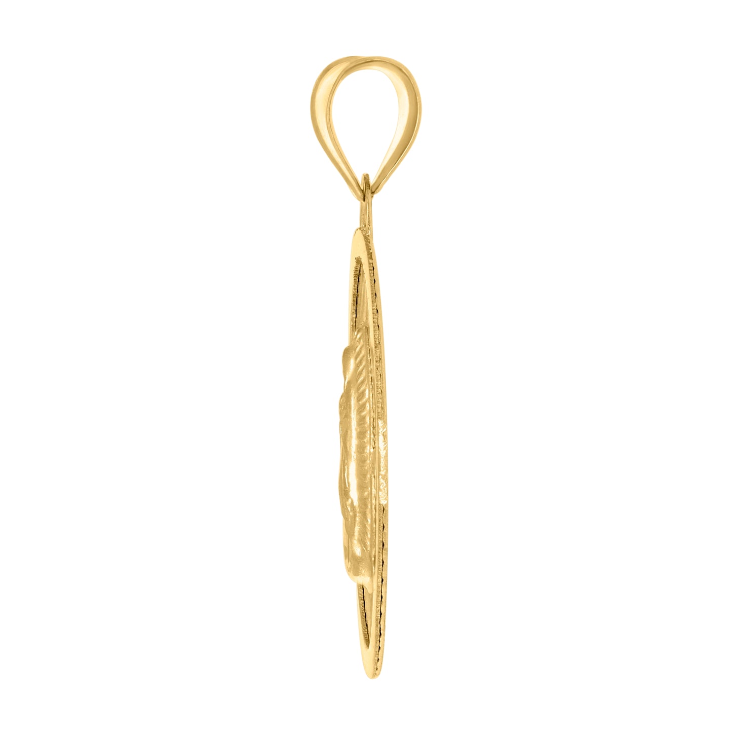 14K Yellow Gold Unisex Medallion Oval Guadalupe/Mother Marry Religious Charm Pendant