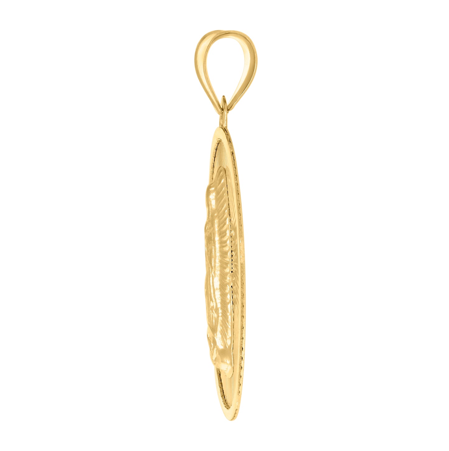14K Yellow Gold Unisex Medallion Guadalupe/Mother Marry Religious Charm Pendant