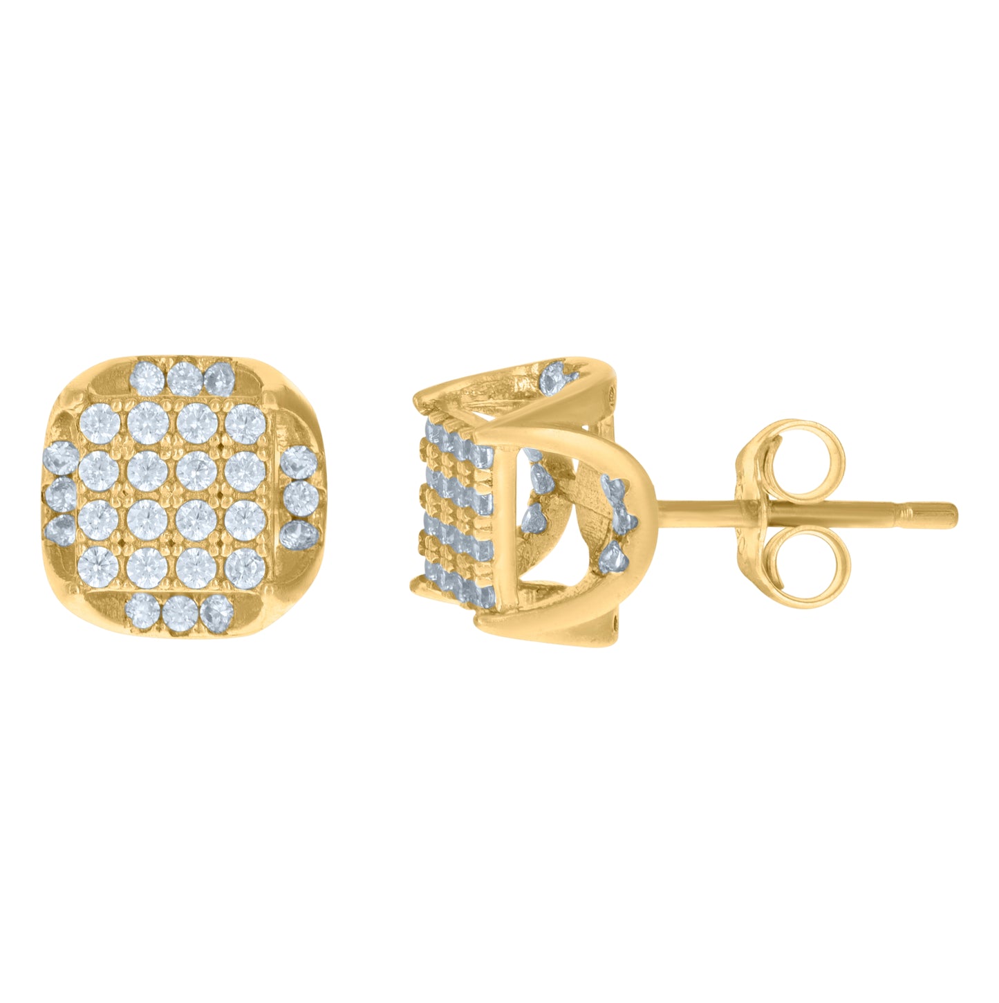 10K Yellow Gold Mens Cubic-Zirconia Round Fashion Stud Earrings