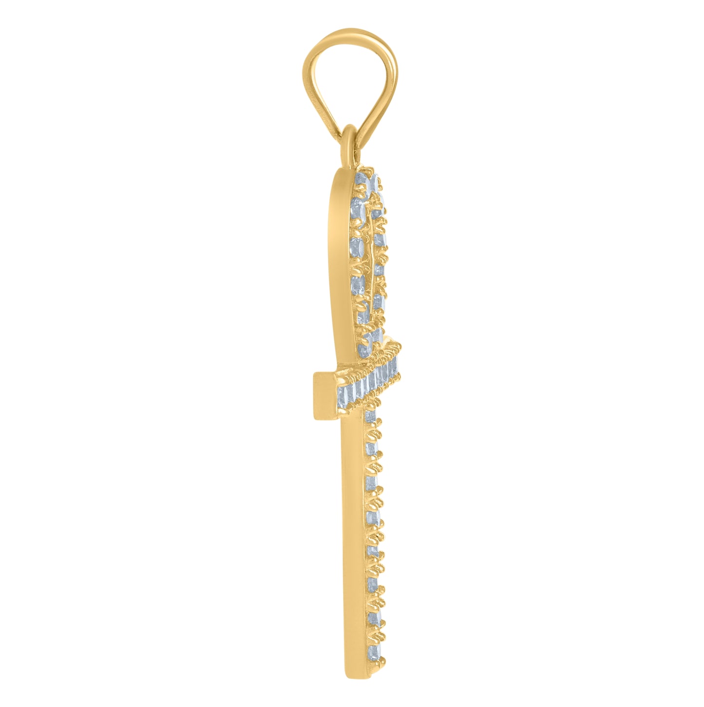 10K Yellow Gold Unisex Cubic-Zirconia Ankh Cross Religious Charm Pendant