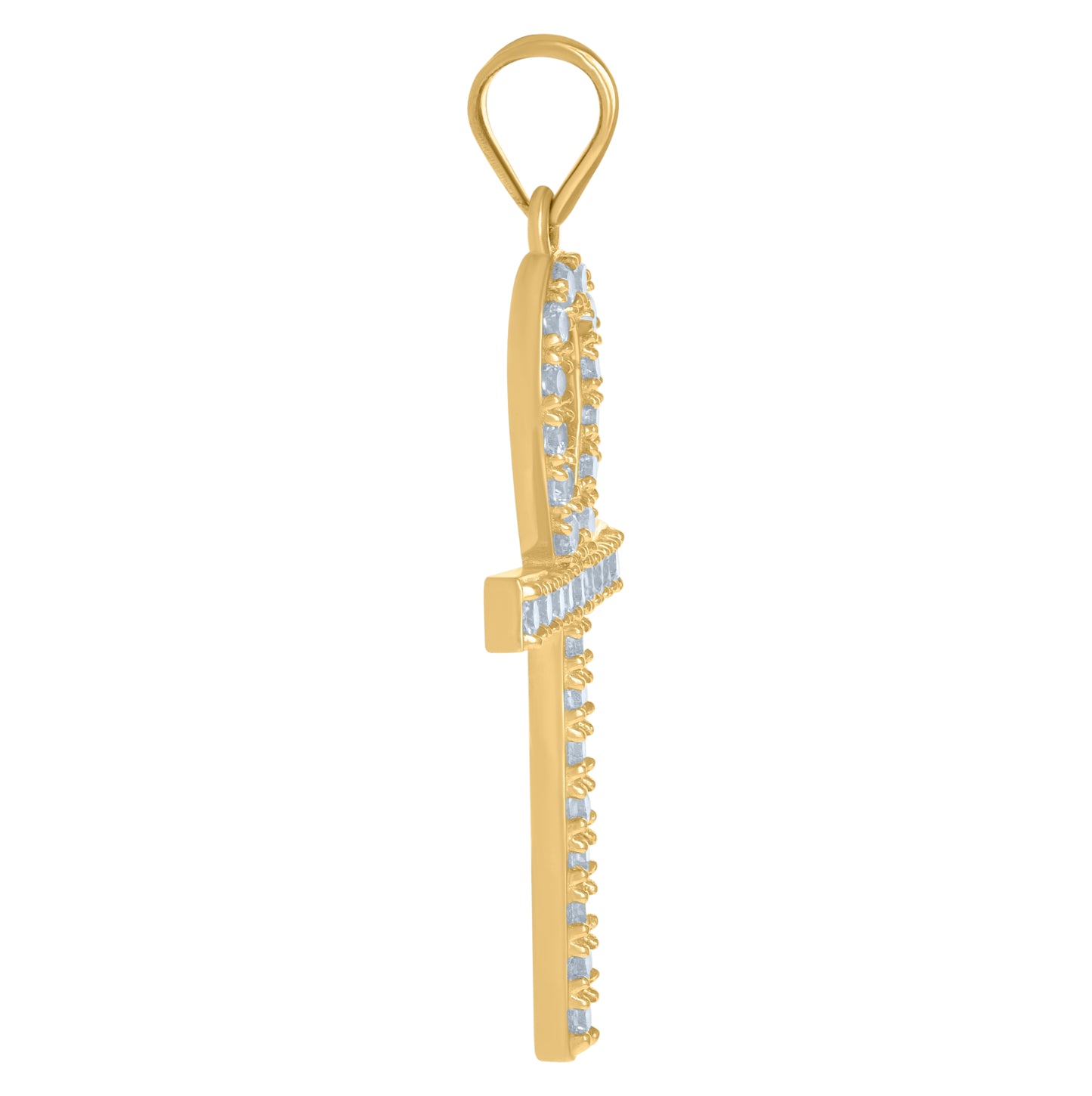10K Yellow Gold Unisex Cubic-Zirconia Ankh Cross Religious Charm Pendant