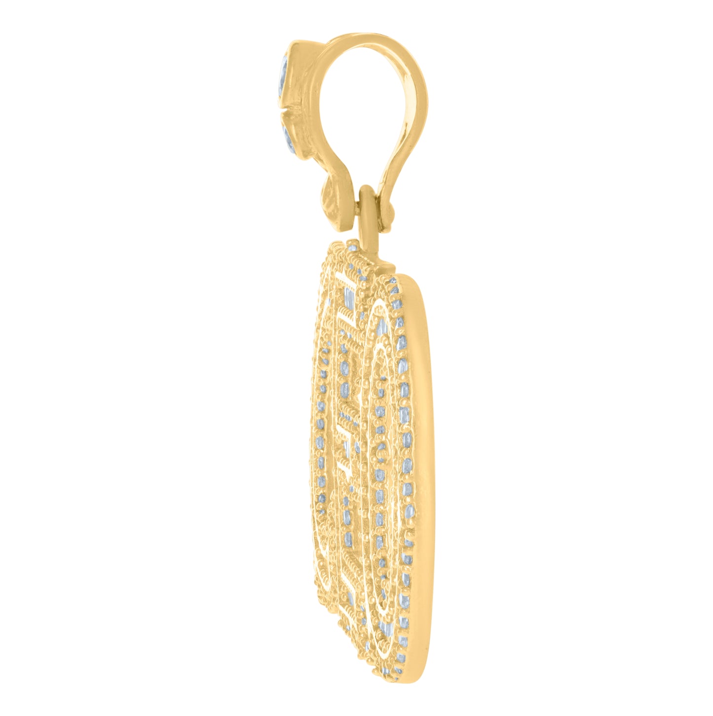 10K Yellow Gold Mens Baguette Round Cubic-Zirconia CEO Fashion Charm Pendant