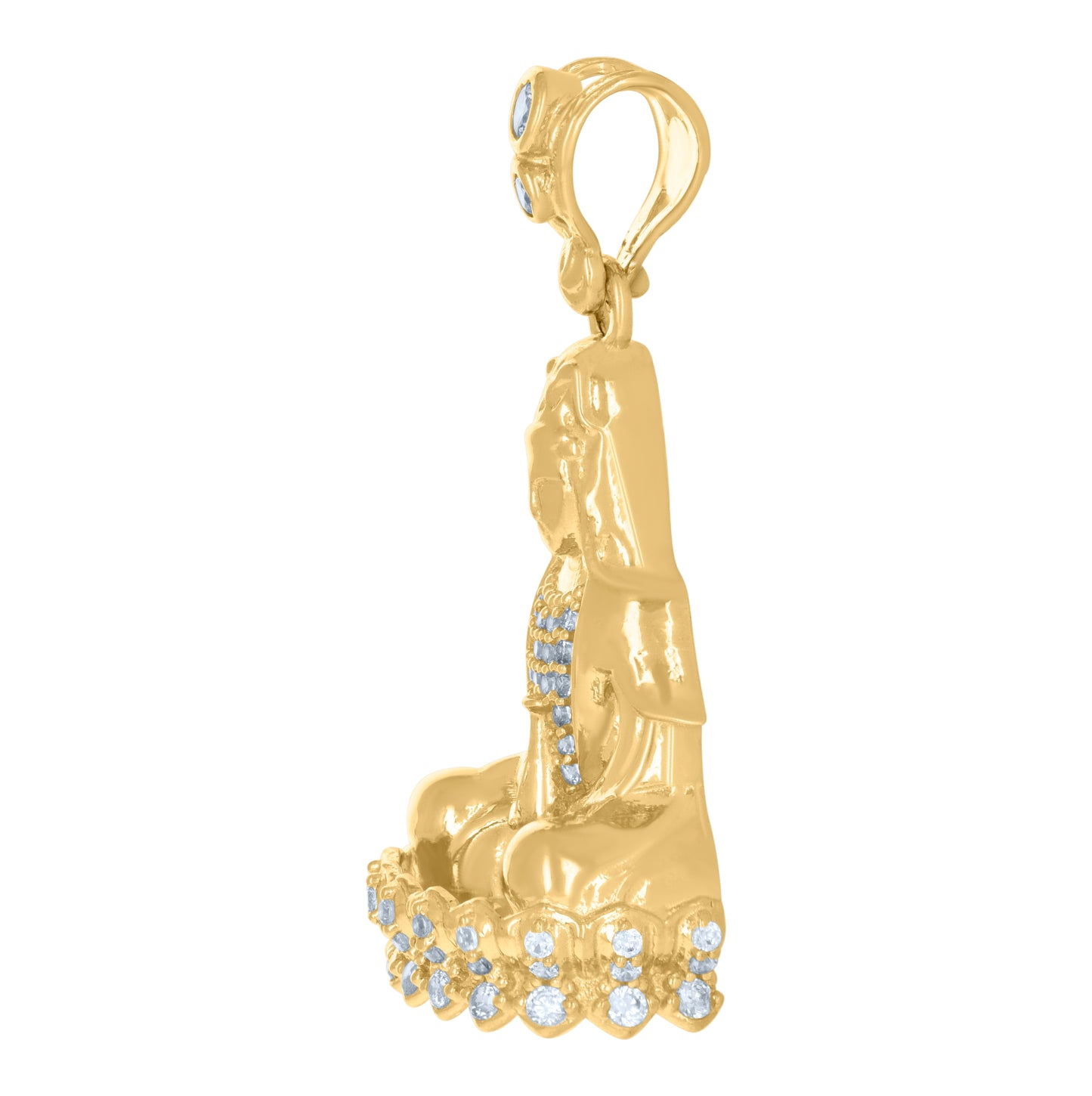 10K Yellow Gold Mens Cubic-Zirconia Buddha Religious Charm Pendant
