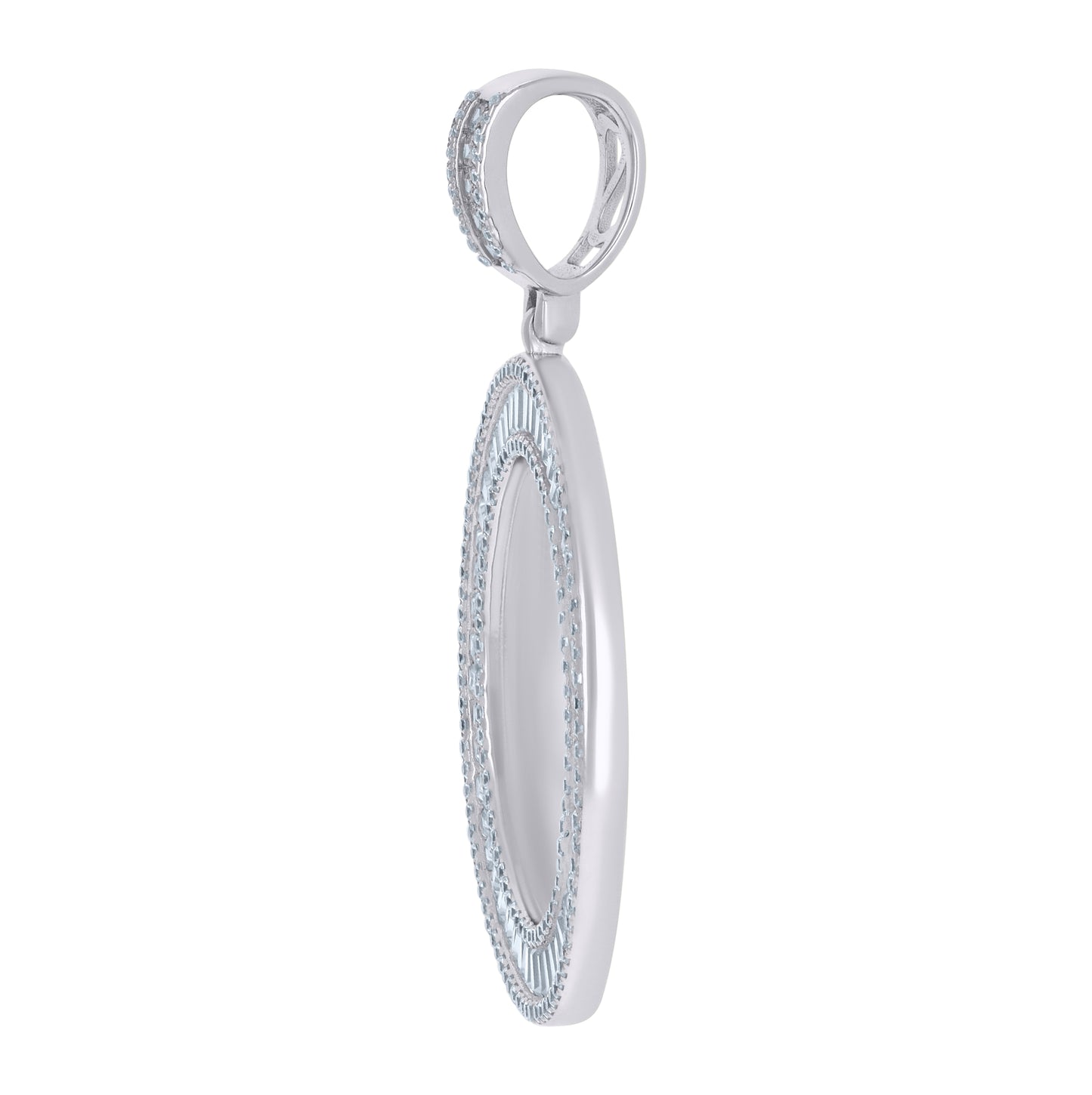 Sterling Silver Or Yellow-Tone Unisex Cubic-Zirconia Picture Frame Pendant