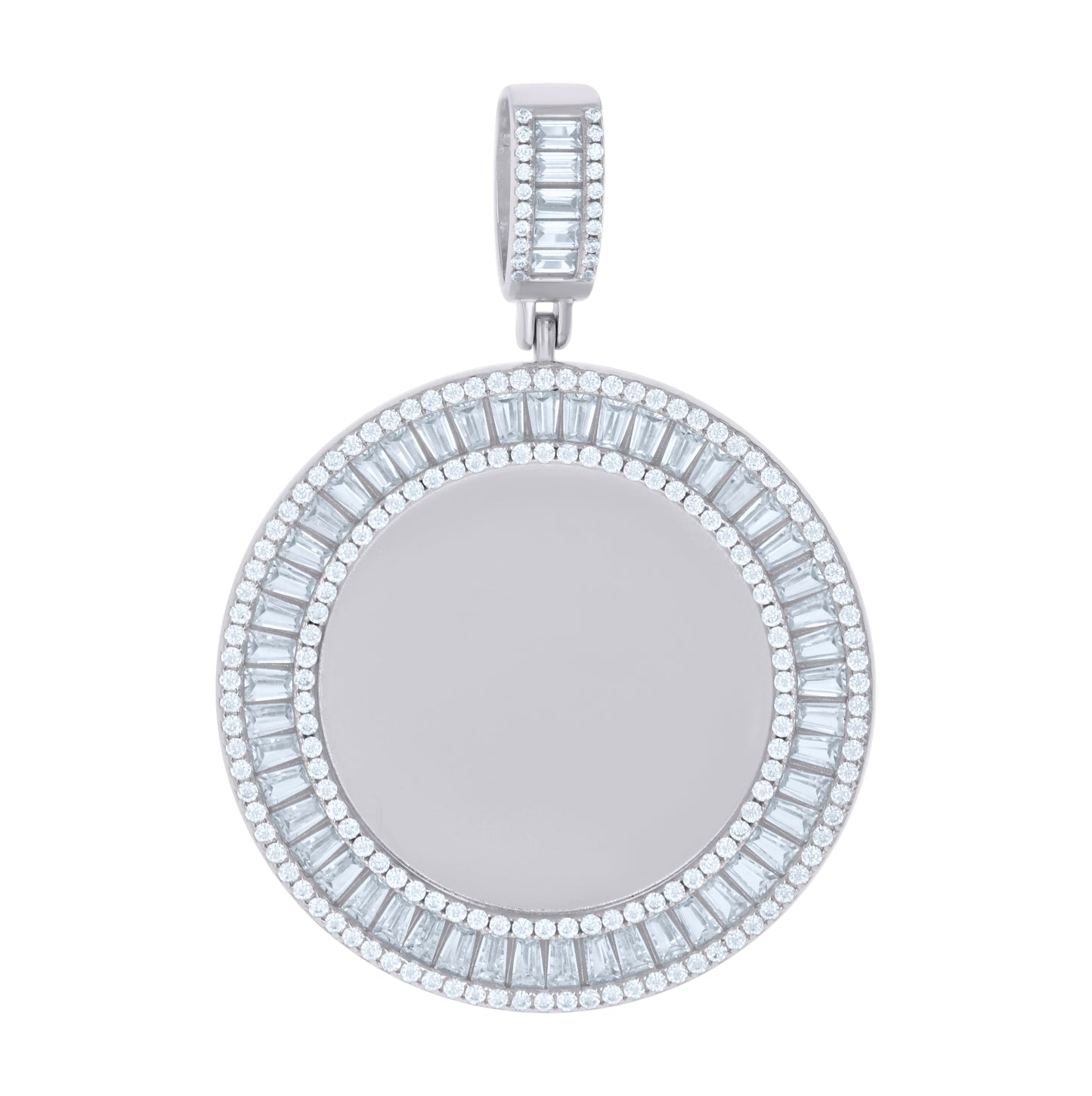 Sterling Silver Or Yellow-Tone Unisex Cubic-Zirconia Picture Frame Pendant