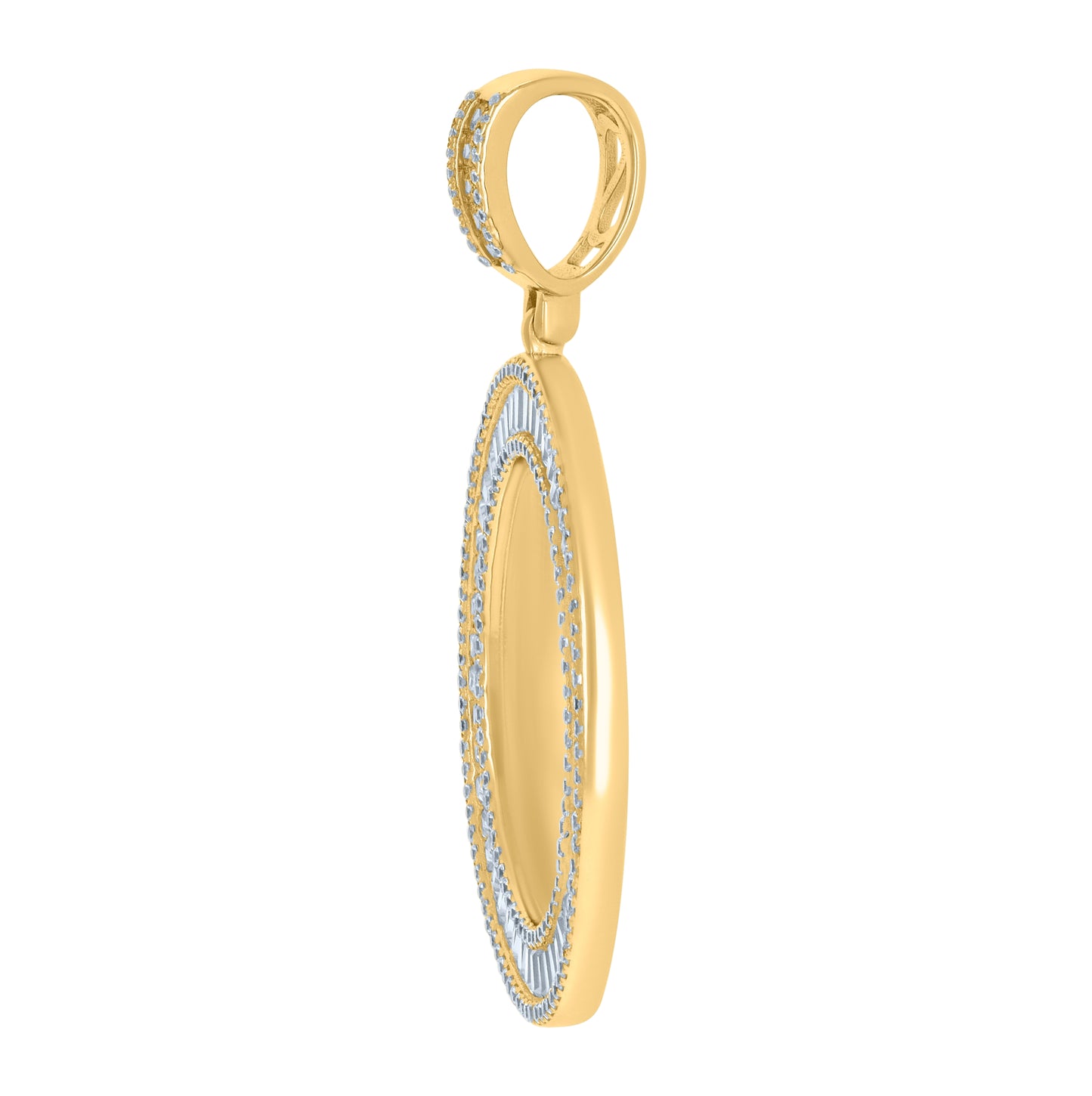 Sterling Silver Or Yellow-Tone Unisex Cubic-Zirconia Picture Frame Pendant