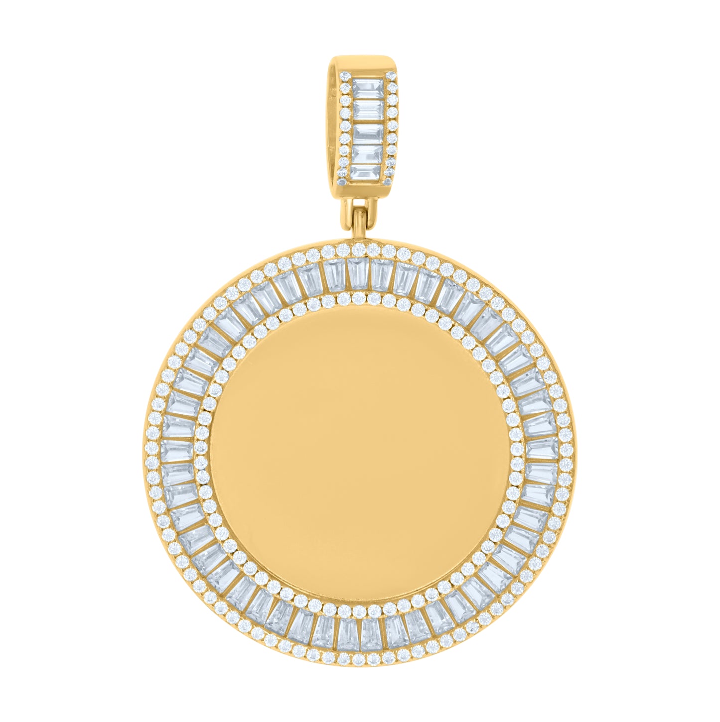 Sterling Silver Or Yellow-Tone Unisex Cubic-Zirconia Picture Frame Pendant
