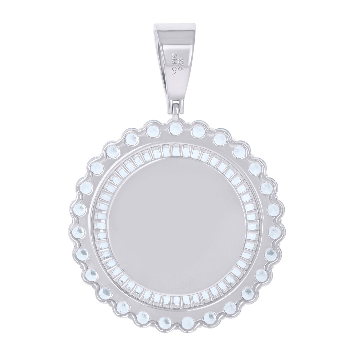 Sterling Silver Or Yellow-Tone Unisex Cubic-Zirconia Picture Frame Pendant