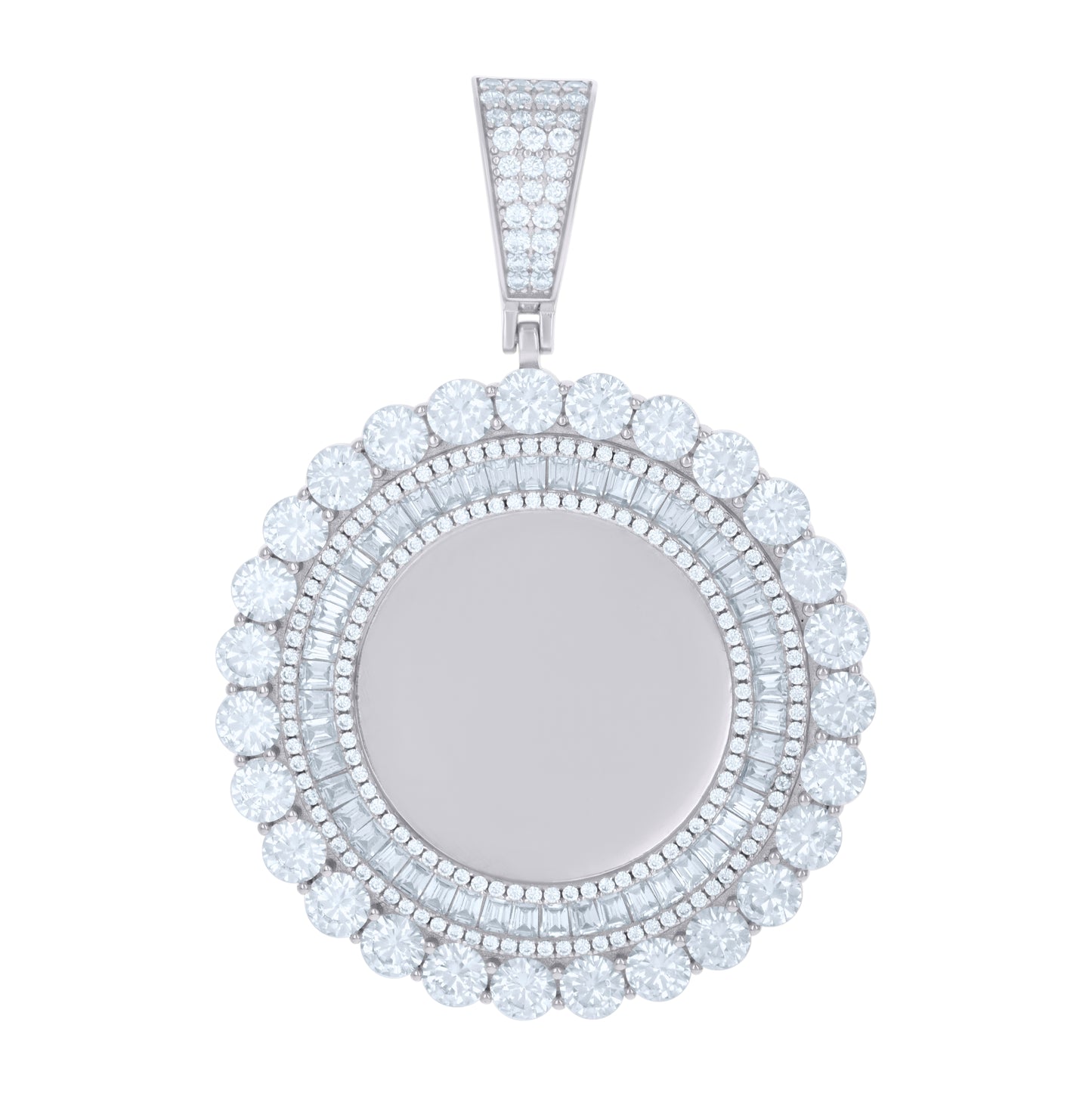 Sterling Silver Or Yellow-Tone Unisex Cubic-Zirconia Picture Frame Pendant