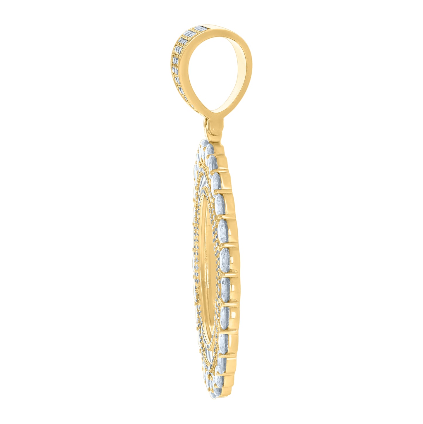 Sterling Silver Or Yellow-Tone Unisex Cubic-Zirconia Picture Frame Pendant