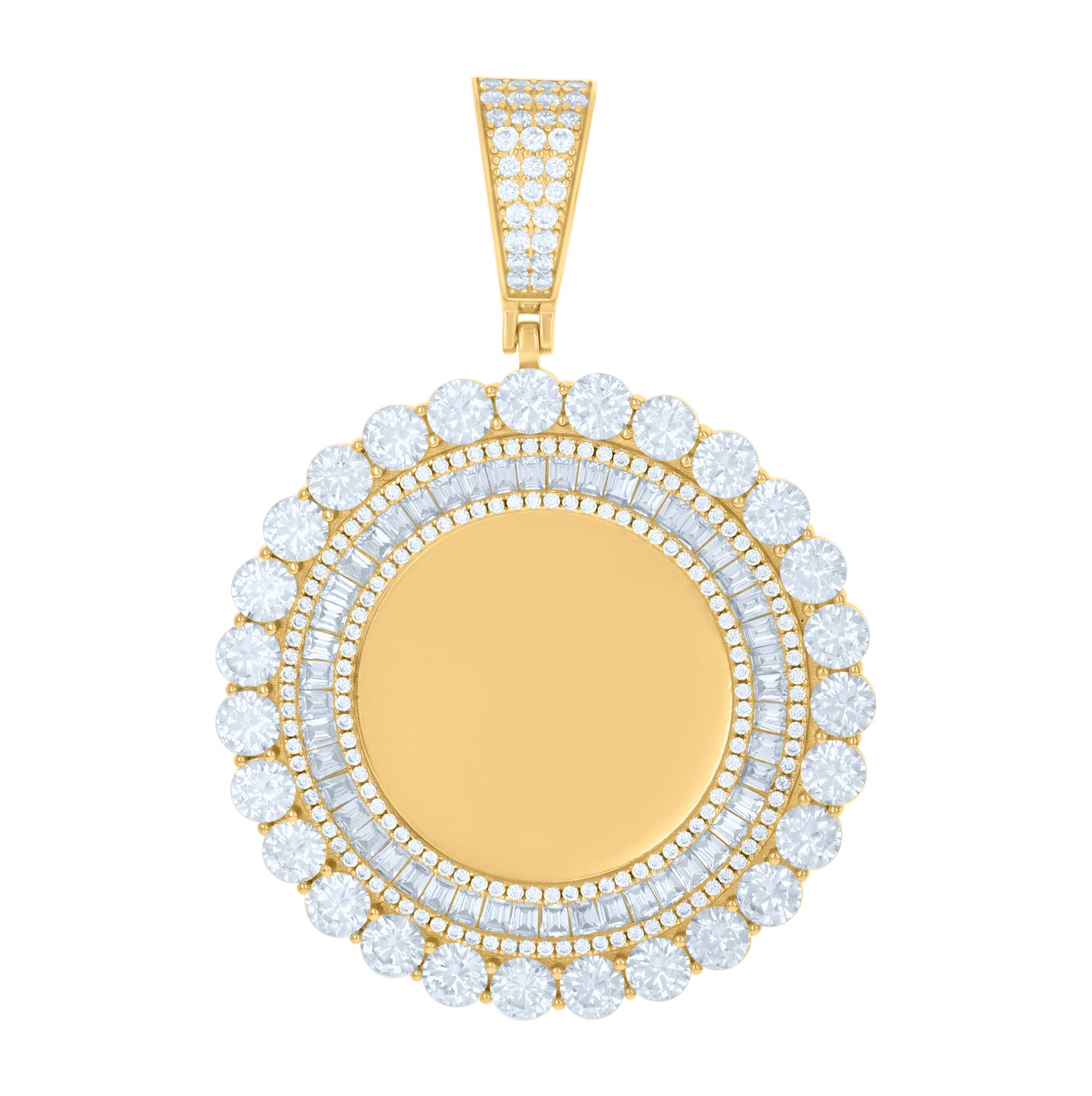 Sterling Silver Or Yellow-Tone Unisex Cubic-Zirconia Picture Frame Pendant