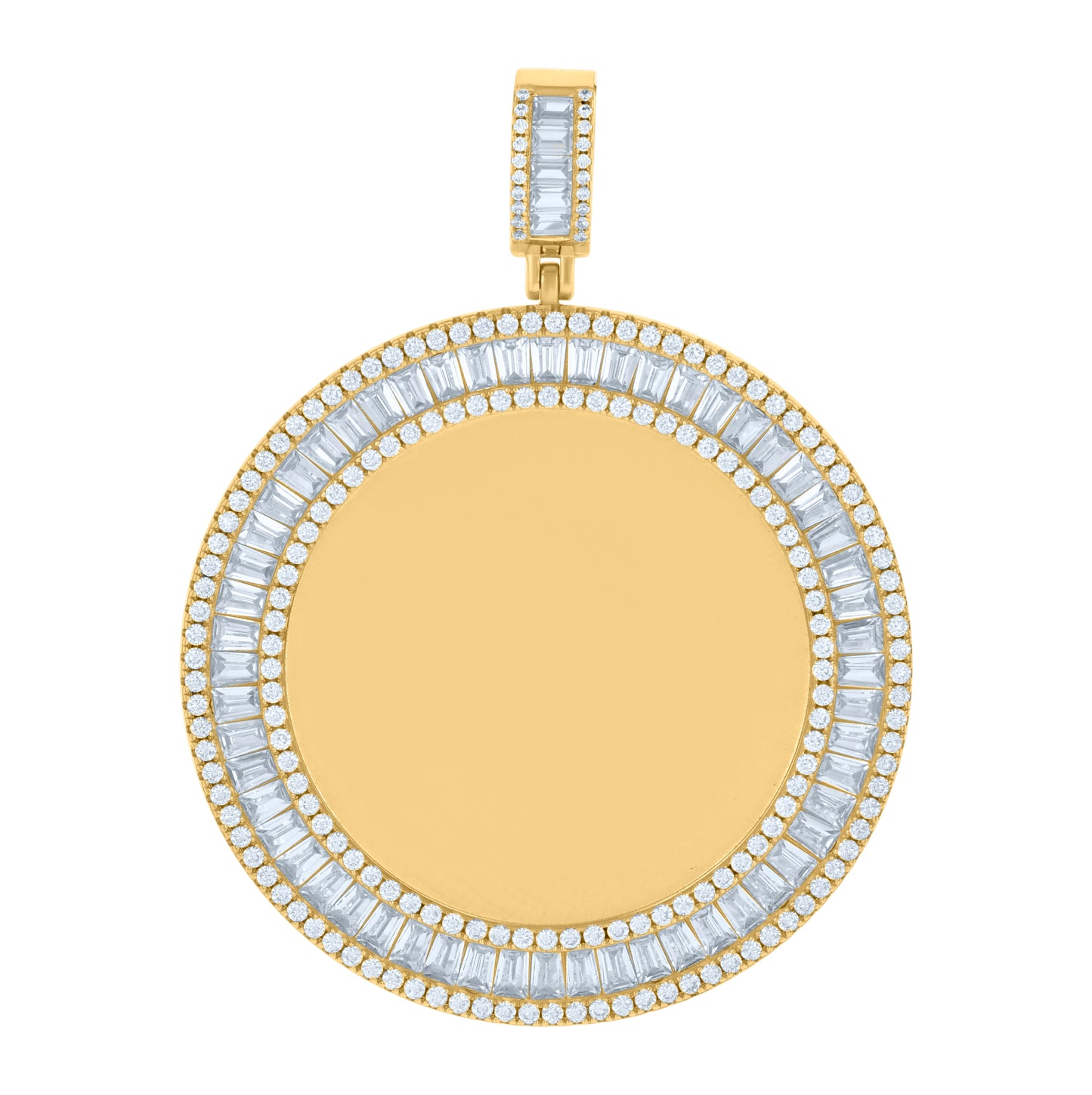 Sterling Silver Or Yellow-Tone Unisex Cubic-Zirconia Picture Frame Pendant