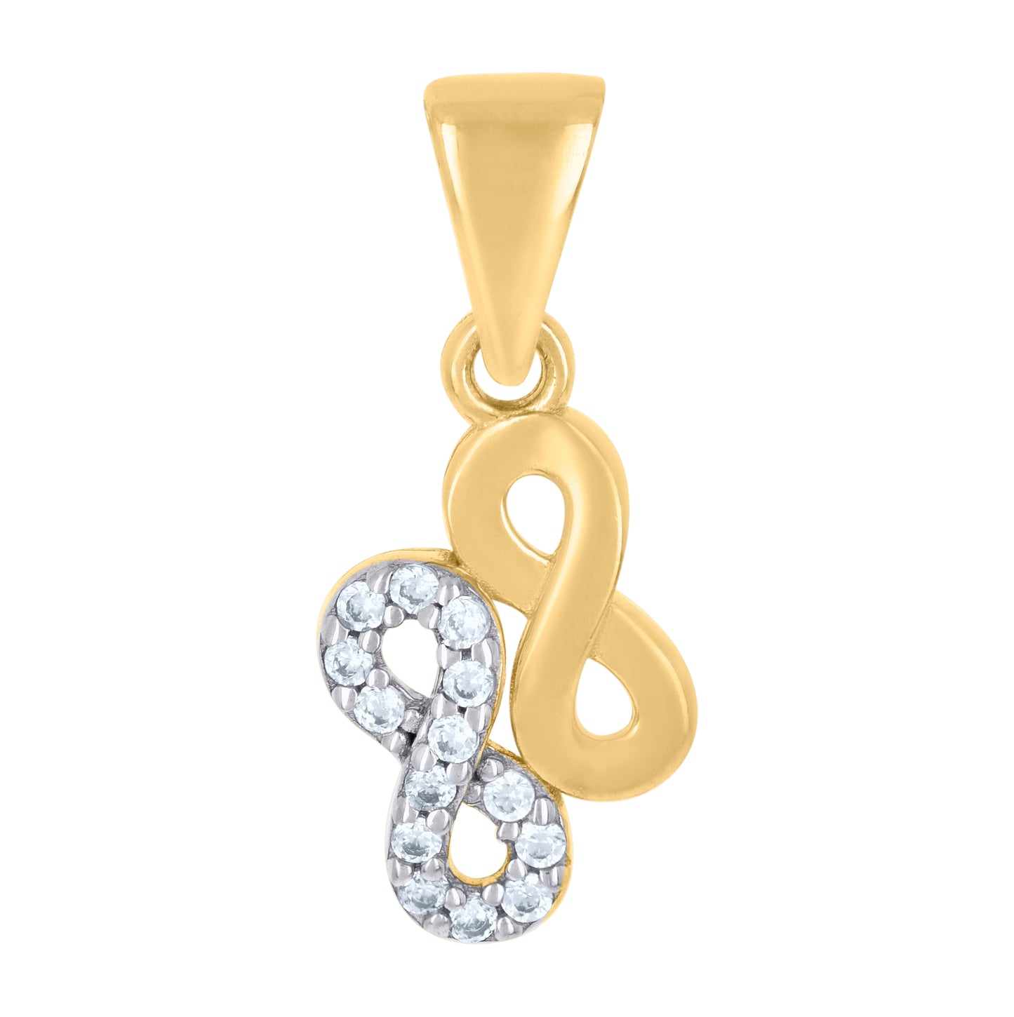 14K Two-Tone Gold Womens Cubic-Zirconia Infinity Love Symbol Charm Pendant