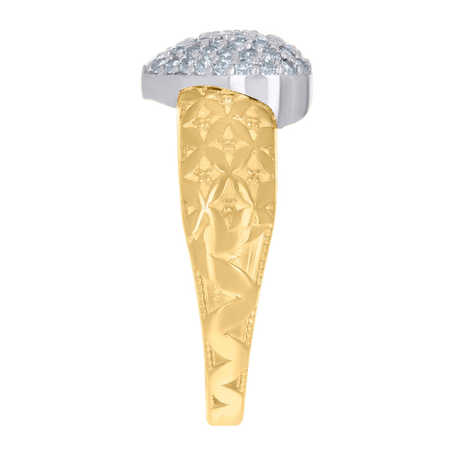 14K Two-Tone Gold Womens Cubic-Zirconia Heart Ring