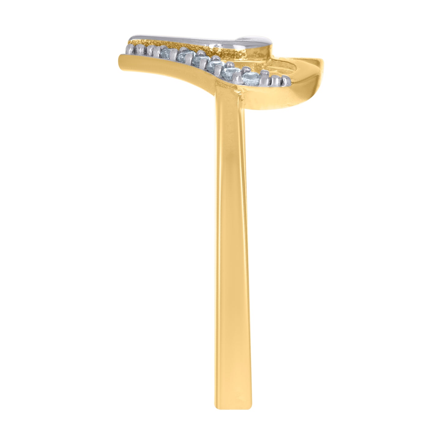 14K Two-Tone Gold Womens Cubic-Zirconia Double Heart Ring