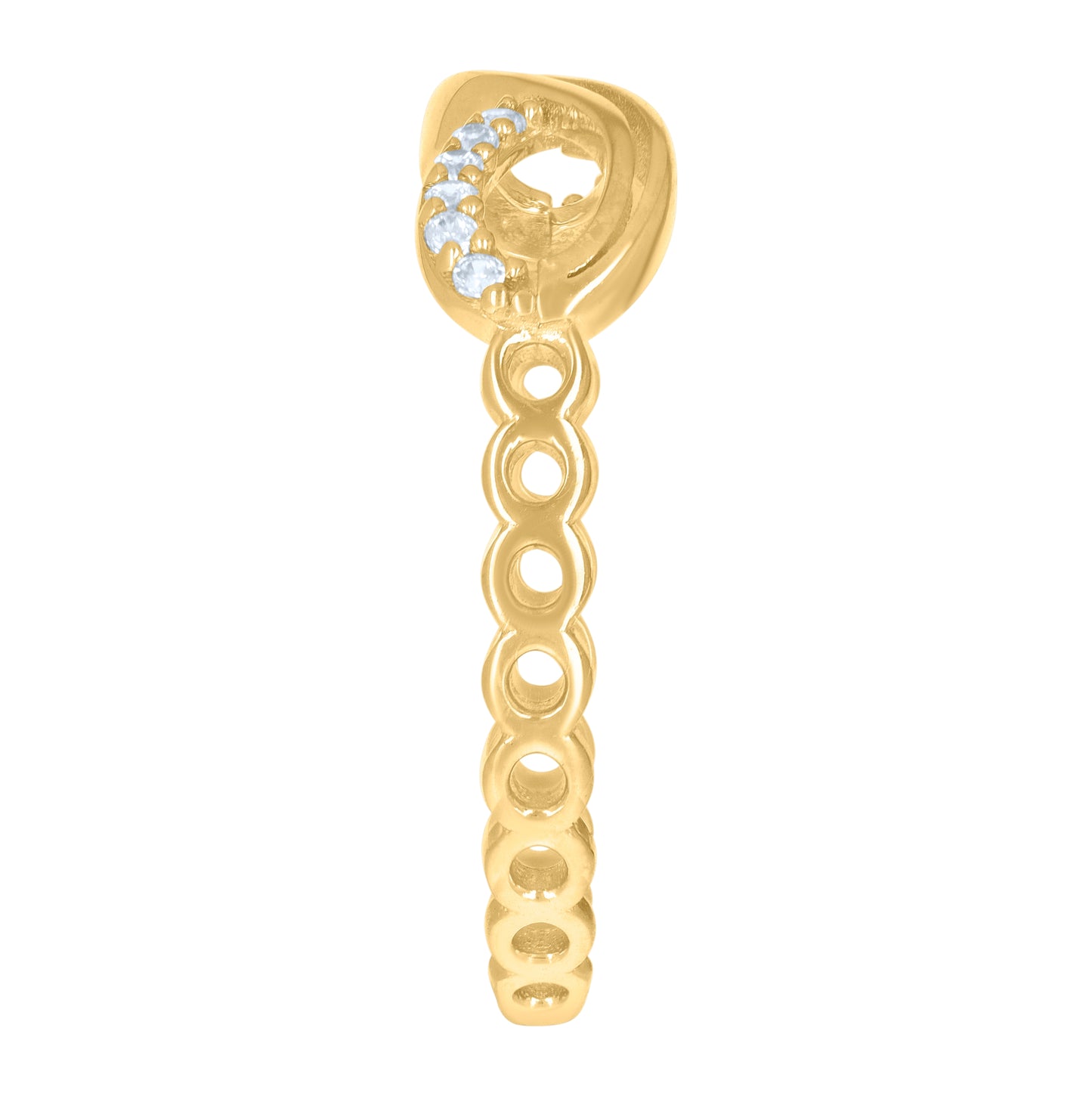 14K Two-Tone Gold Womens Cubic-Zirconia Infinity Symbol Ring
