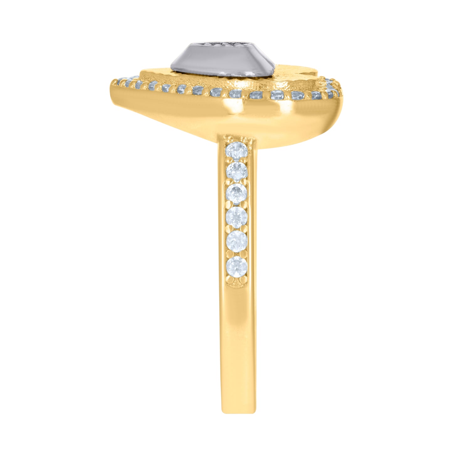 14K Two-Tone Gold Womens Cubic-Zirconia Heart Ring