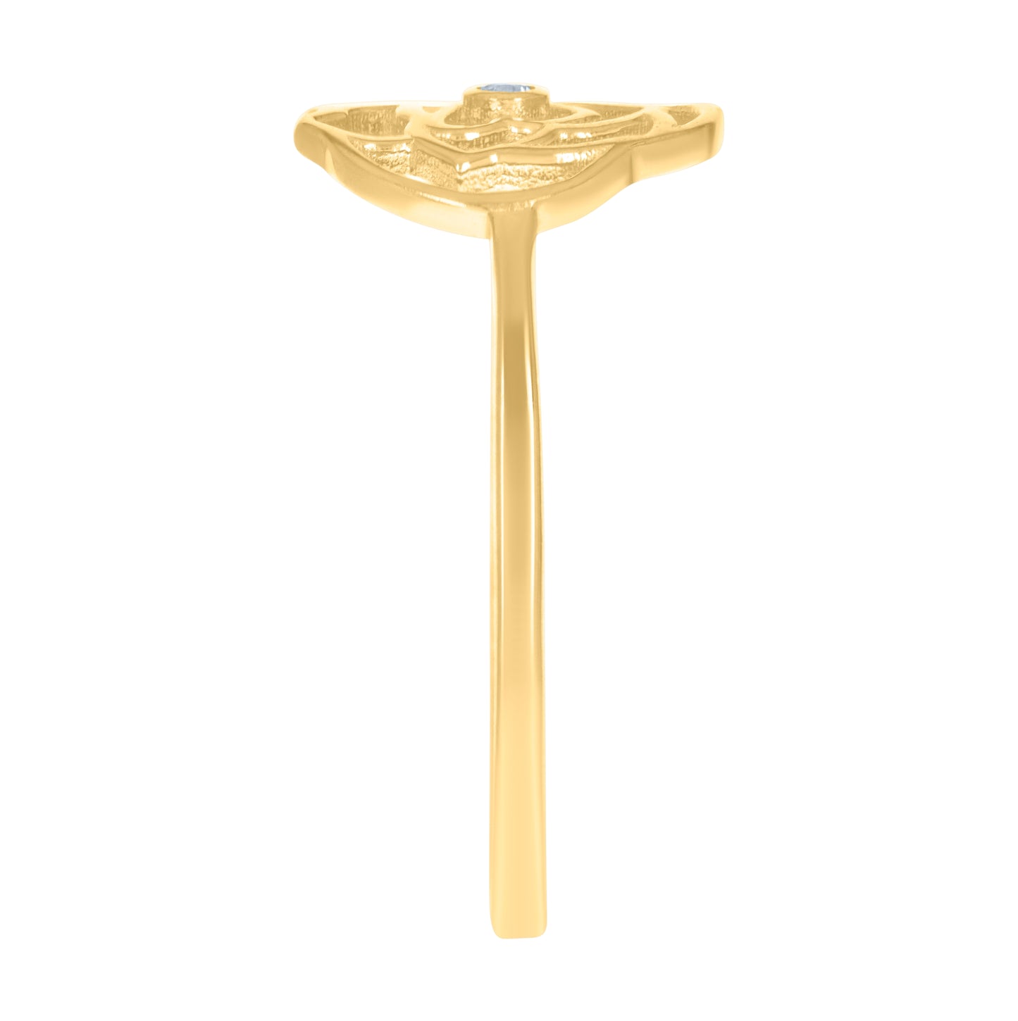 14K Yellow Gold Womens Cubic-Zirconia Flower Ring