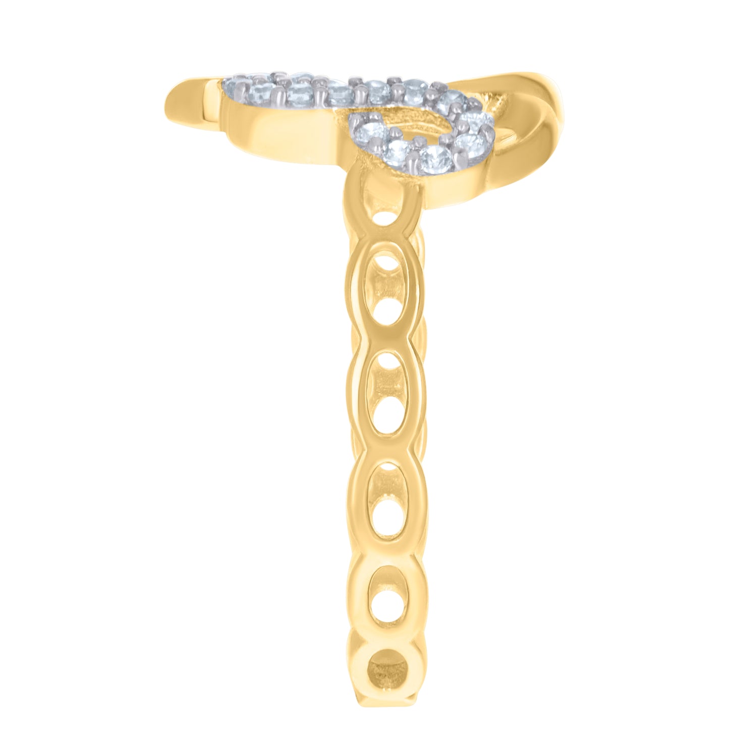 14K Two-Tone Gold Womens Cubic-Zirconia Infinity Heart Ring