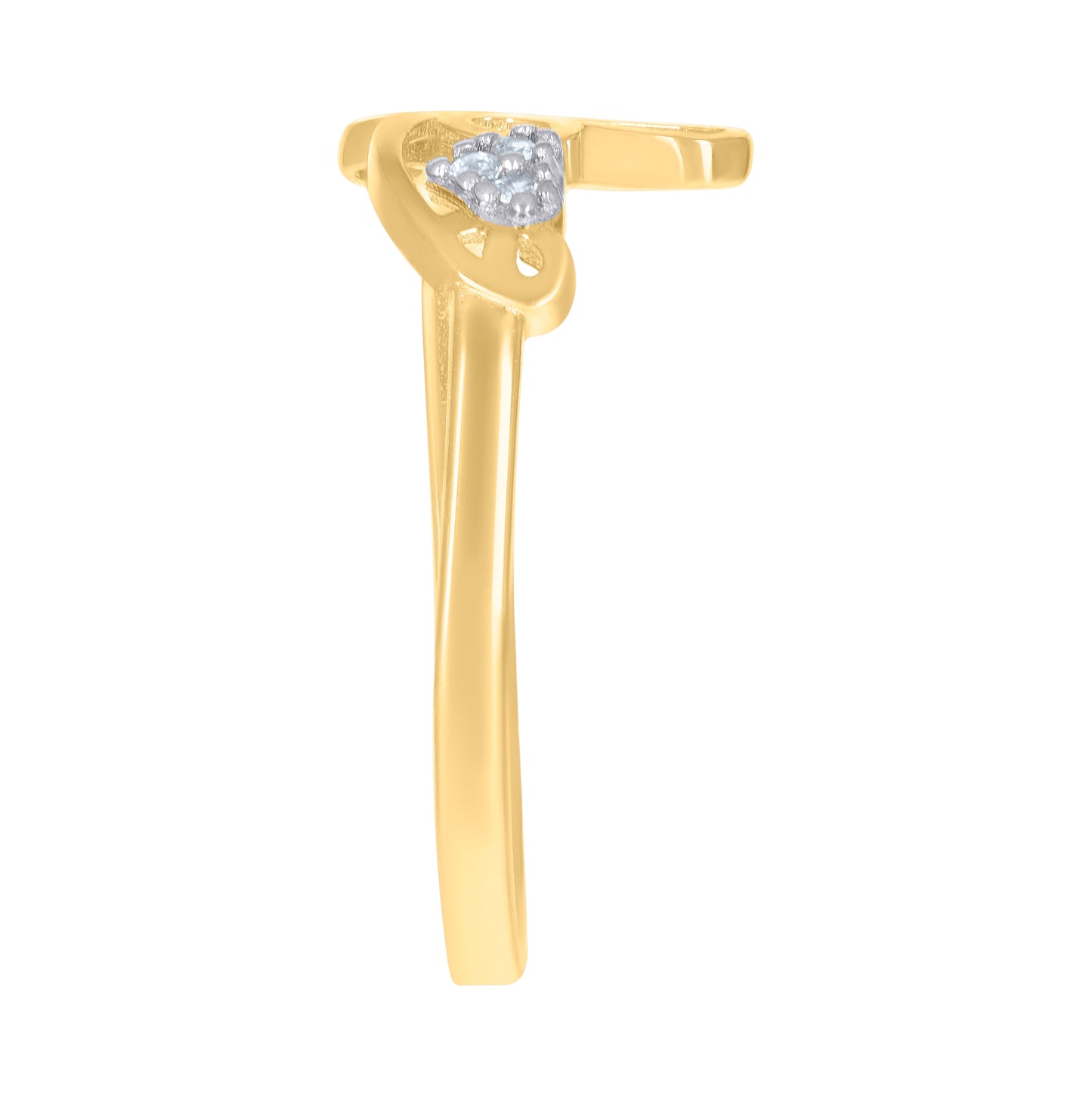 14K Two-Tone Gold Womens Cubic-Zirconia Love Heart Ring