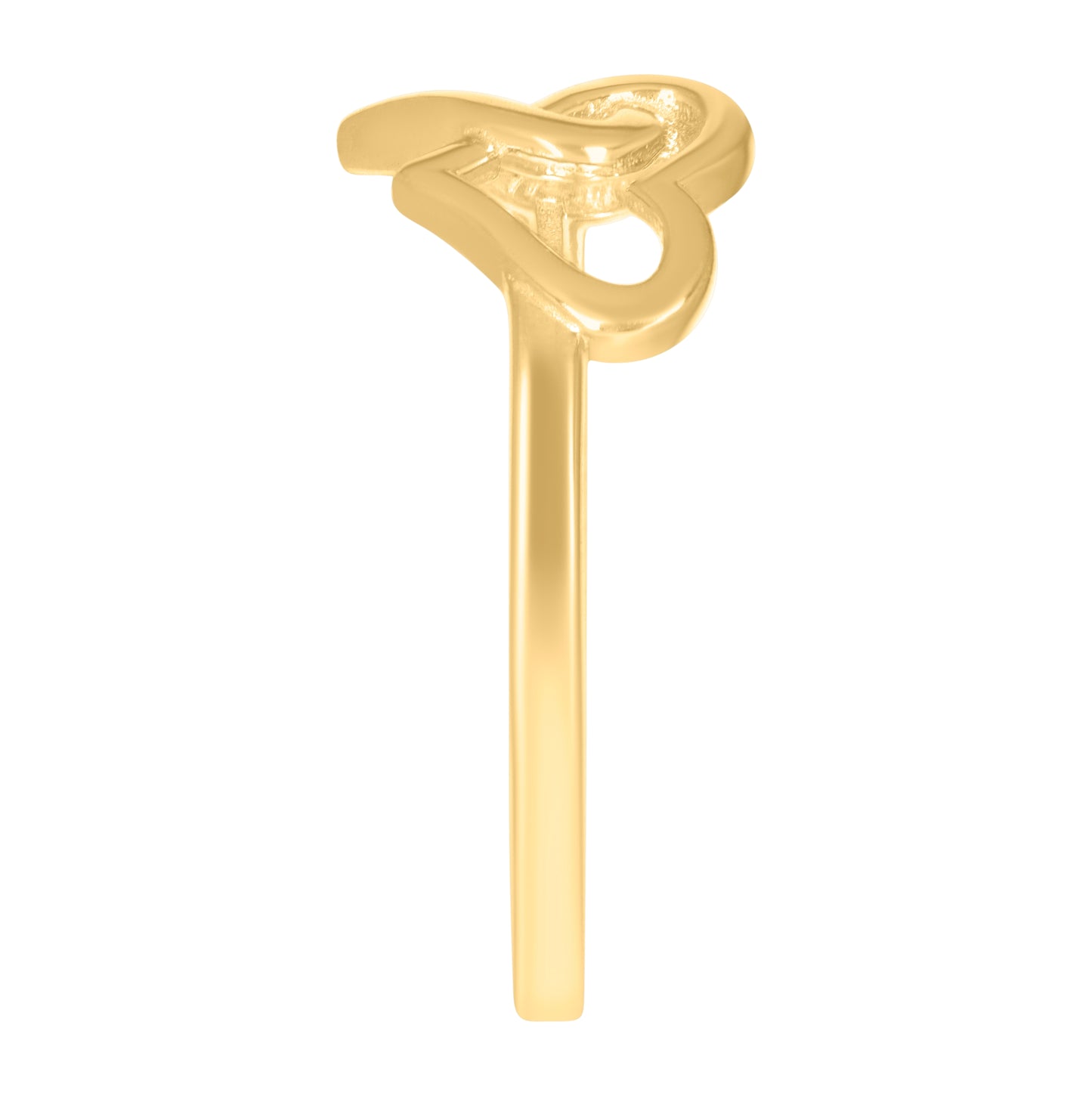 14K Yellow Gold Womens Intertwined Hearts Ring