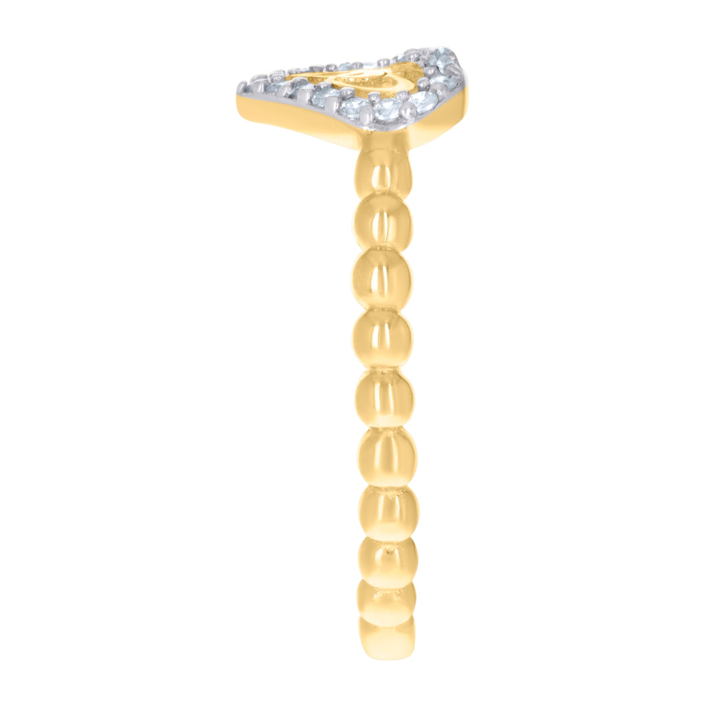 14K Two-Tone Gold Womens Cubic-Zirconia Heart Ring