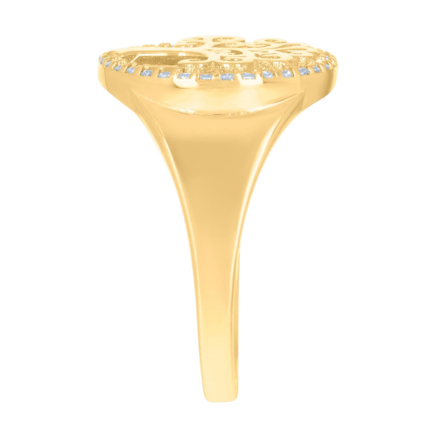 14K Yellow Gold Womens Cubic-Zirconia Tree Of Life Good Luck Ring