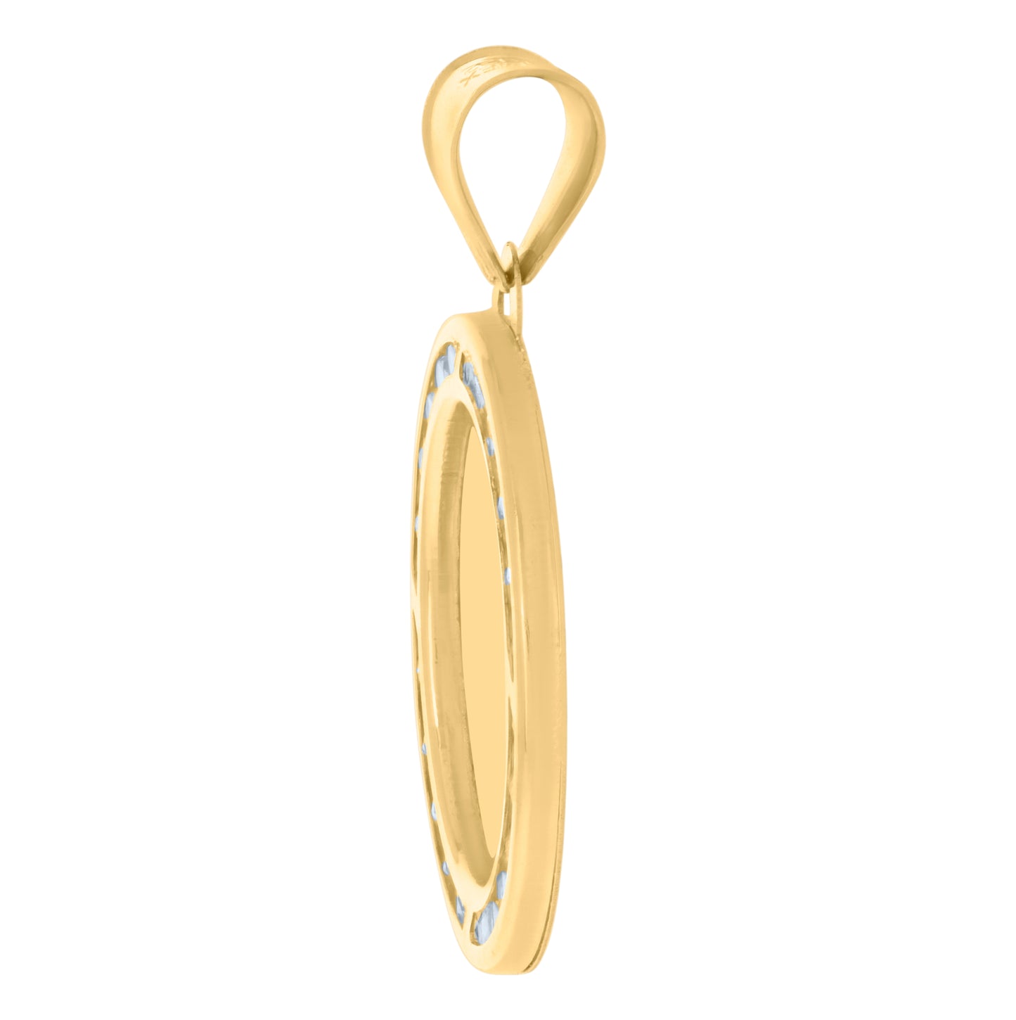 10K Yellow Gold Unisex Cubic-Zirconia Photo Frame Charm Pendant