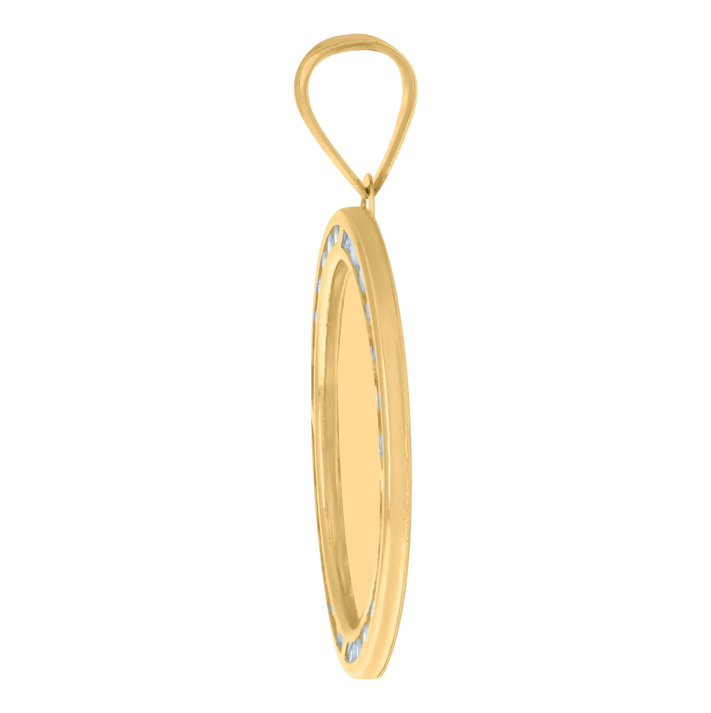 10K Yellow Gold Mens Cubic-Zirconia Photo Frame Charm Pendant