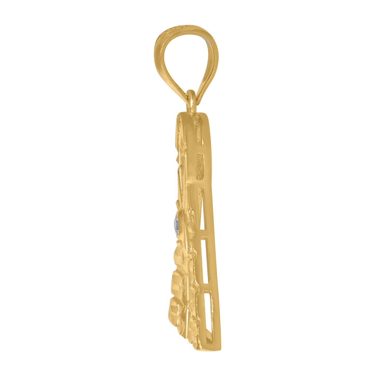 10K Yellow Gold Mens Cubic-Zirconia Ankh Cross Pyramid Egyptian Charm Pendant