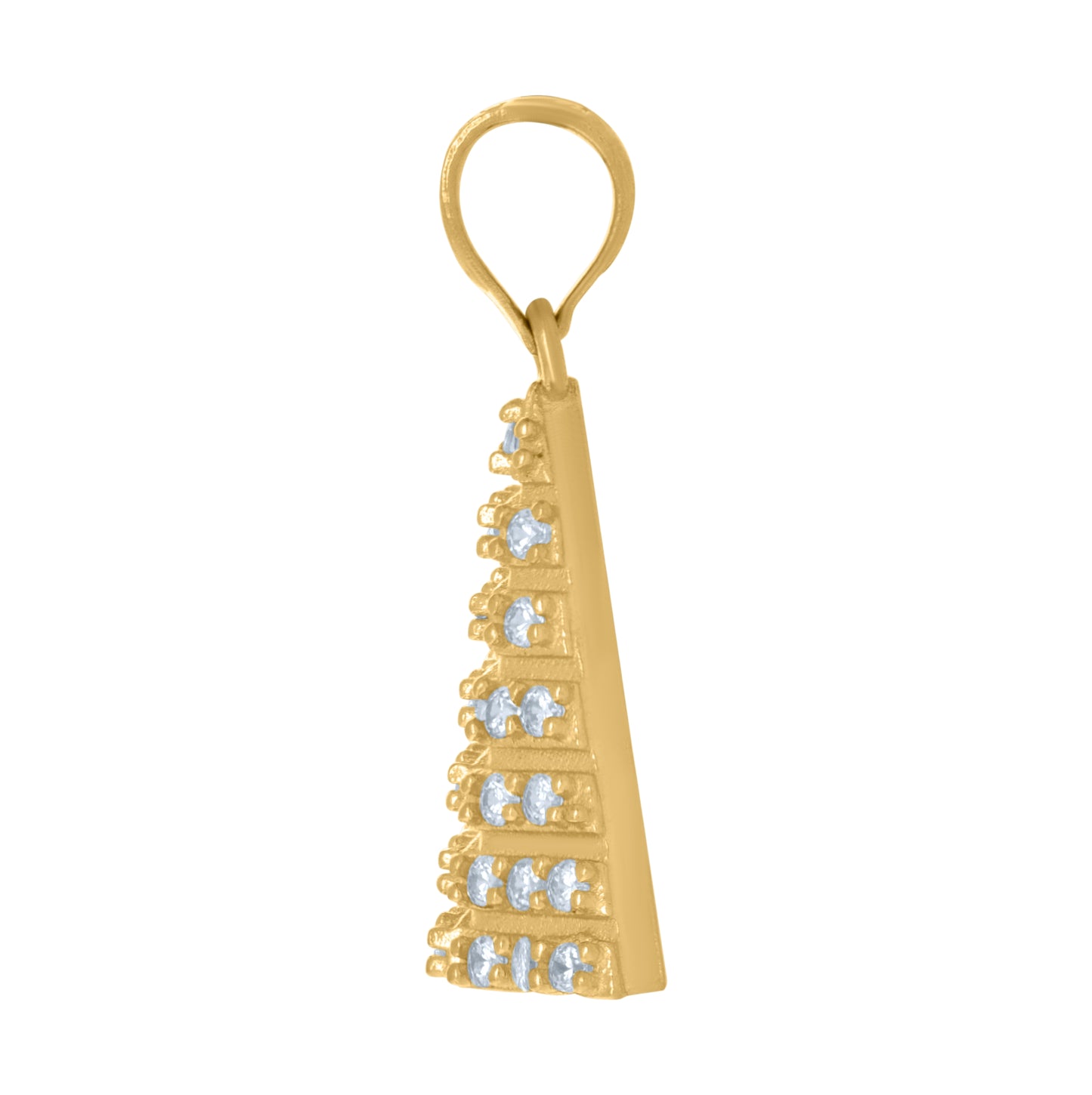 10K Yellow Gold Unisex Cubic-Zirconia Pyramid Egyptian Charm Pendant