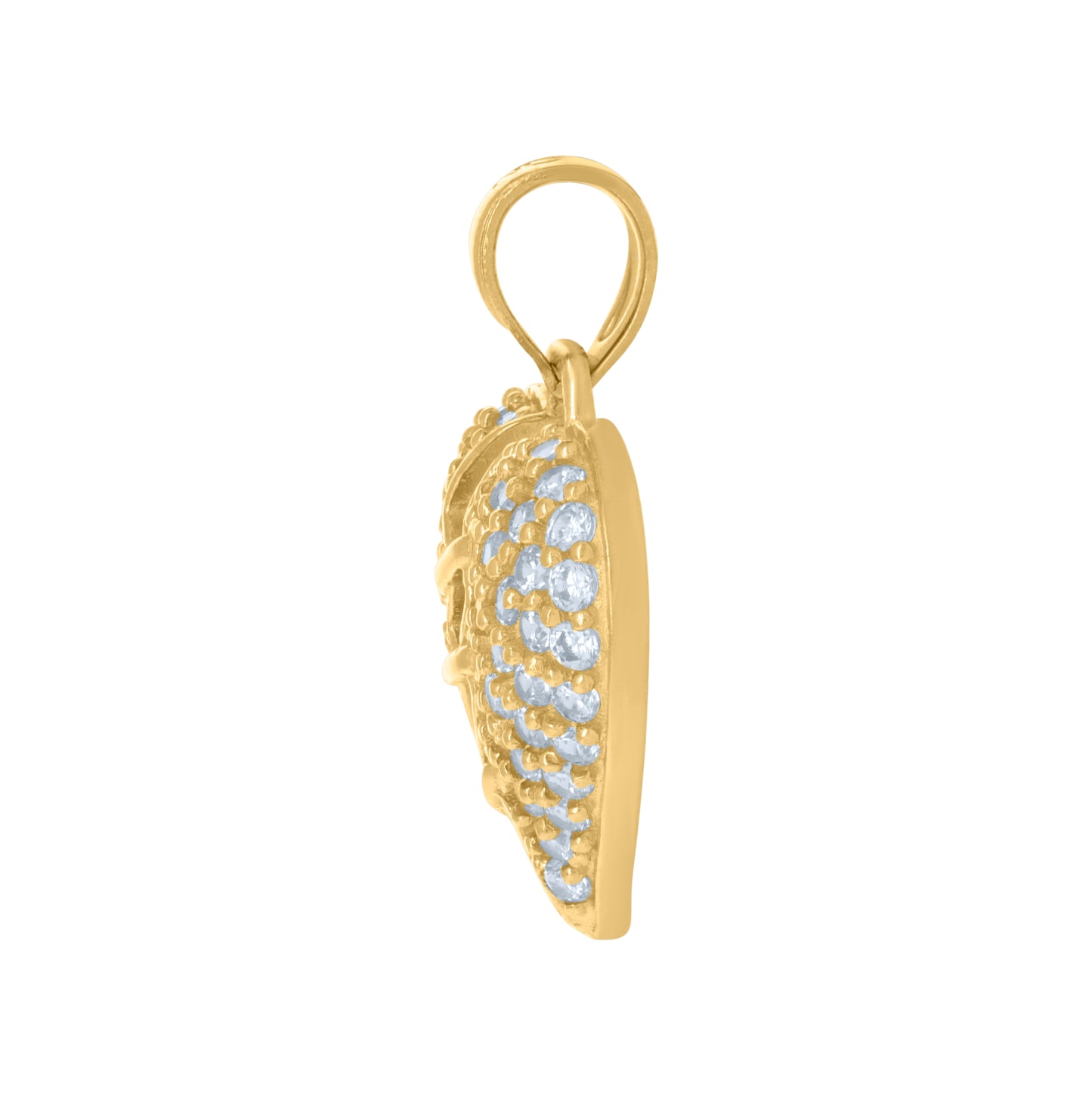10K Yellow Gold Womens Cubic-Zirconia Heart Charm Pendant