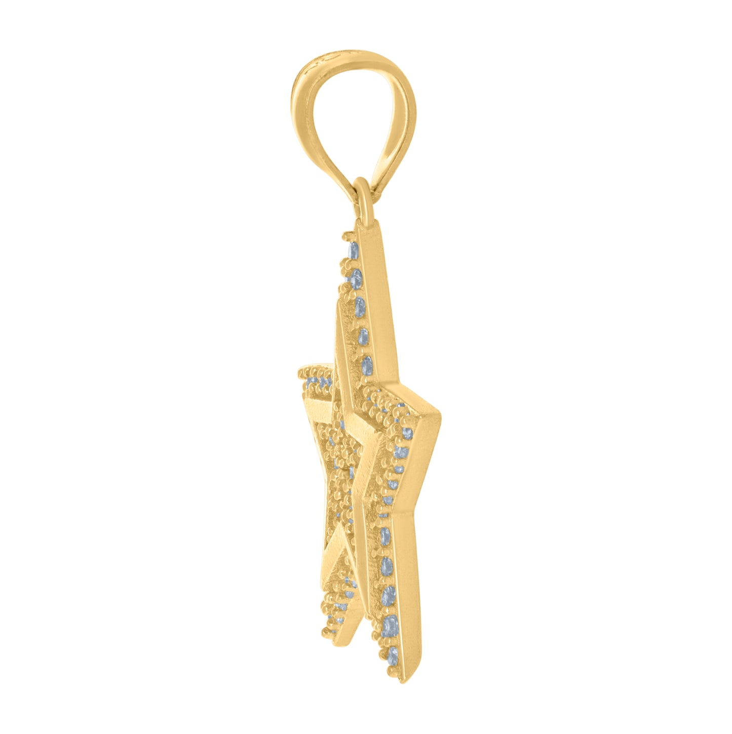 10K Yellow Gold Unisex Cubic-Zirconia Star Nautical Charm Pendant