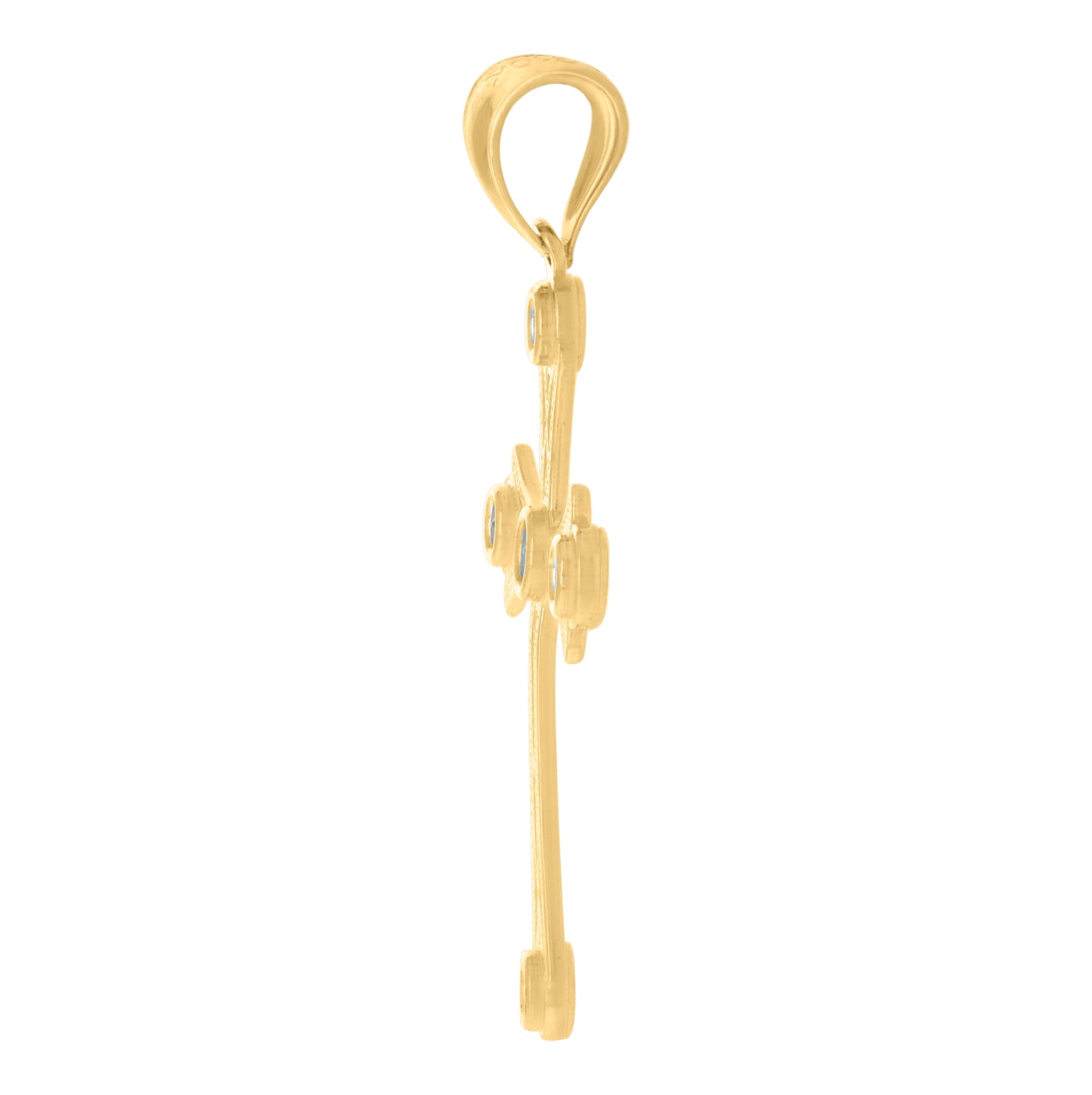 10K Yellow Gold Unisex Cubic-Zirconia Cross Religious Charm Pendant
