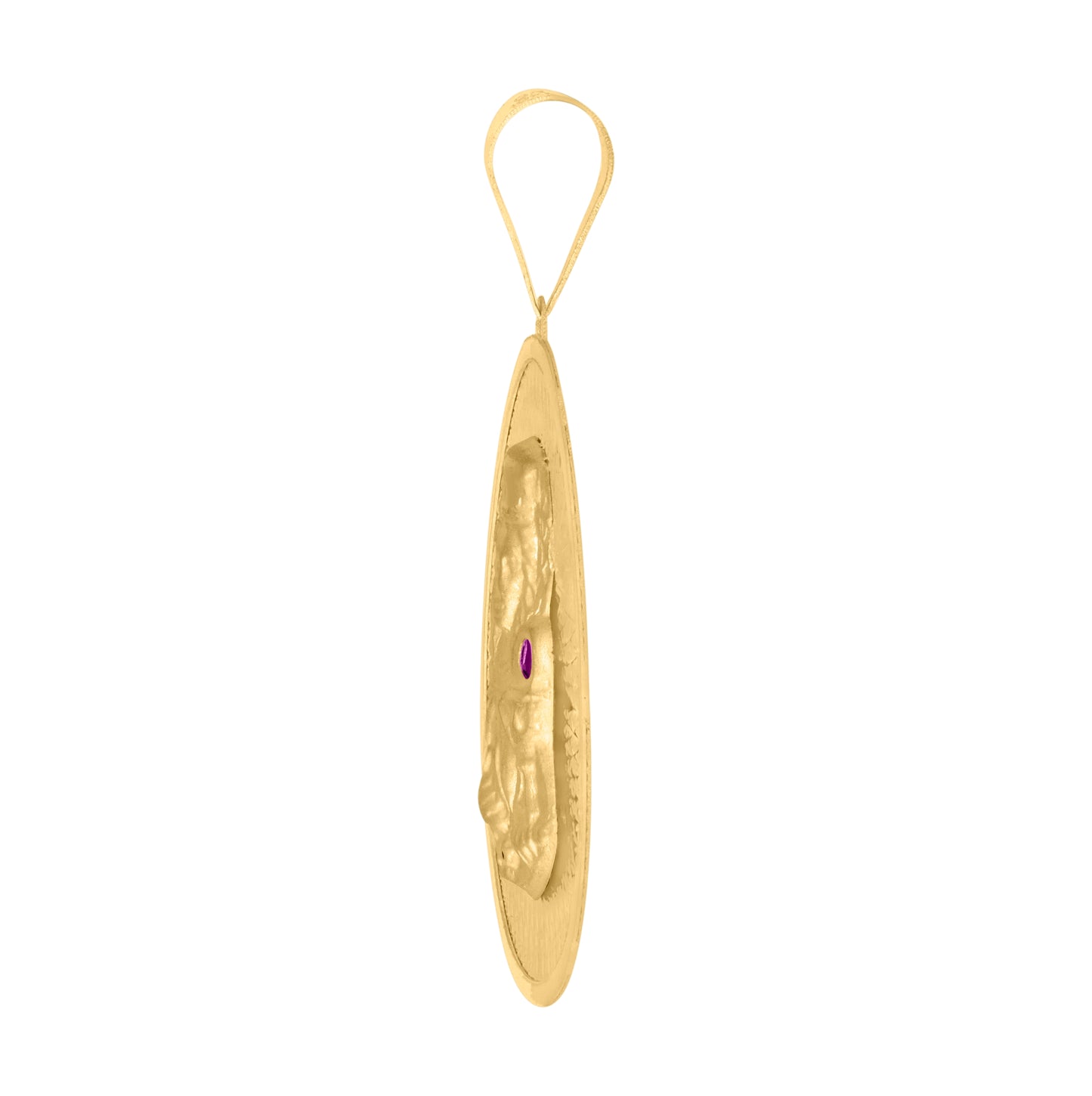 10K Tri-Color Gold Mens Red Cubic-Zirconia St. Barbara Saints Religious Charm Pendant
