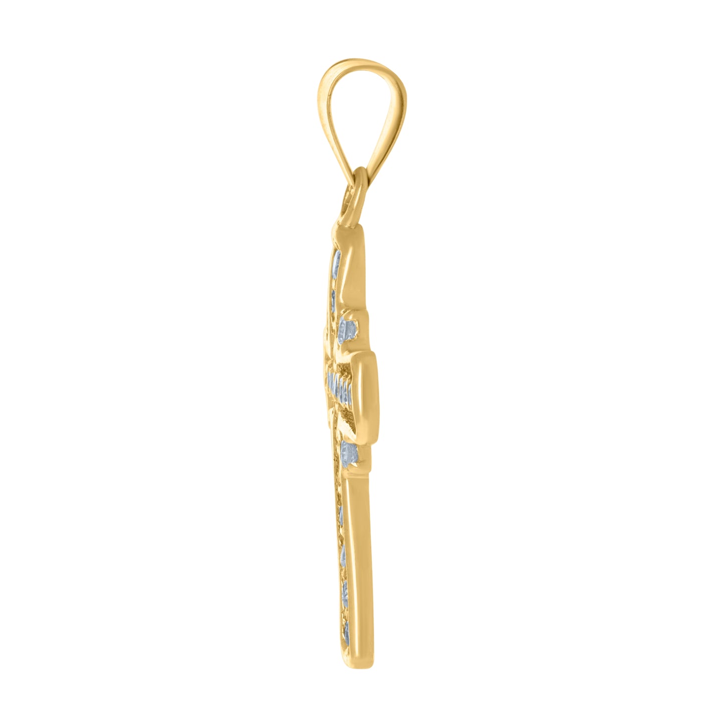 10K Yellow Gold Unisex Cubic-Zirconia Cross Religious Charm Pendant