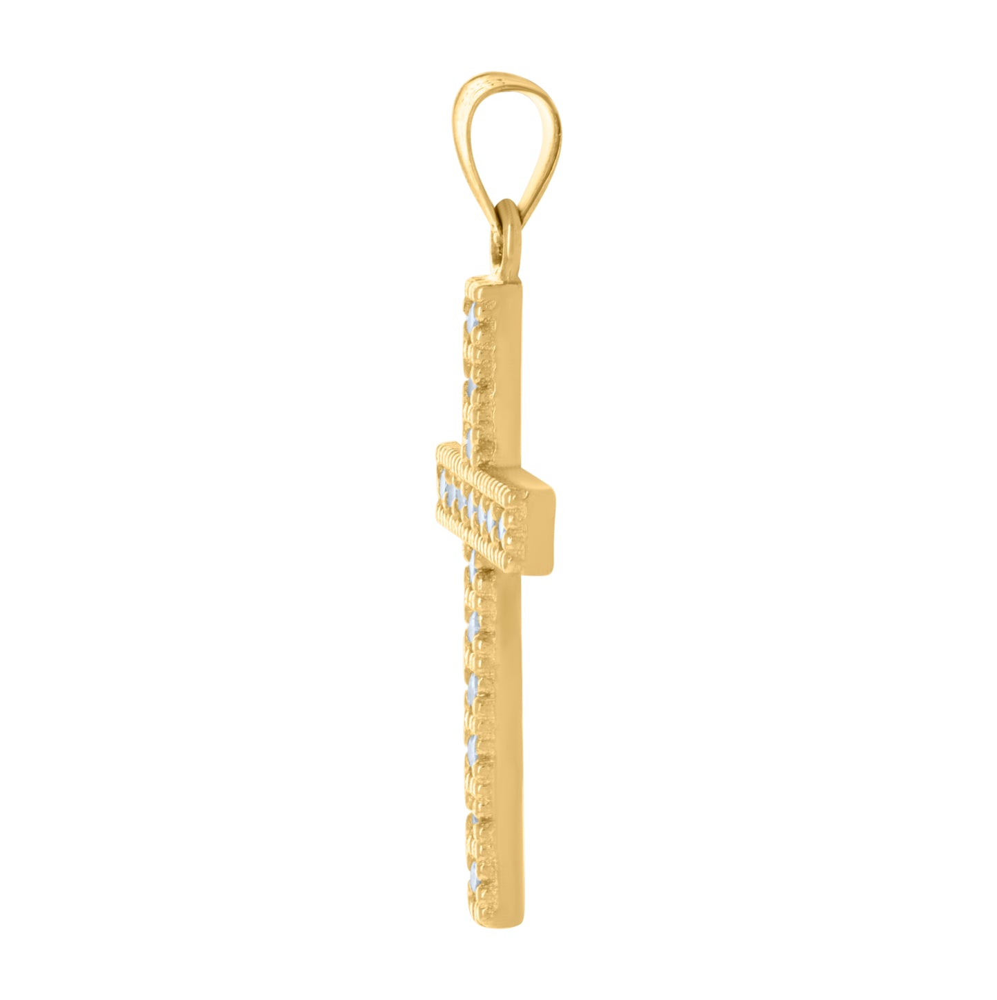10K Yellow Gold Unisex Cubic-Zirconia Cross Religious Charm Pendant