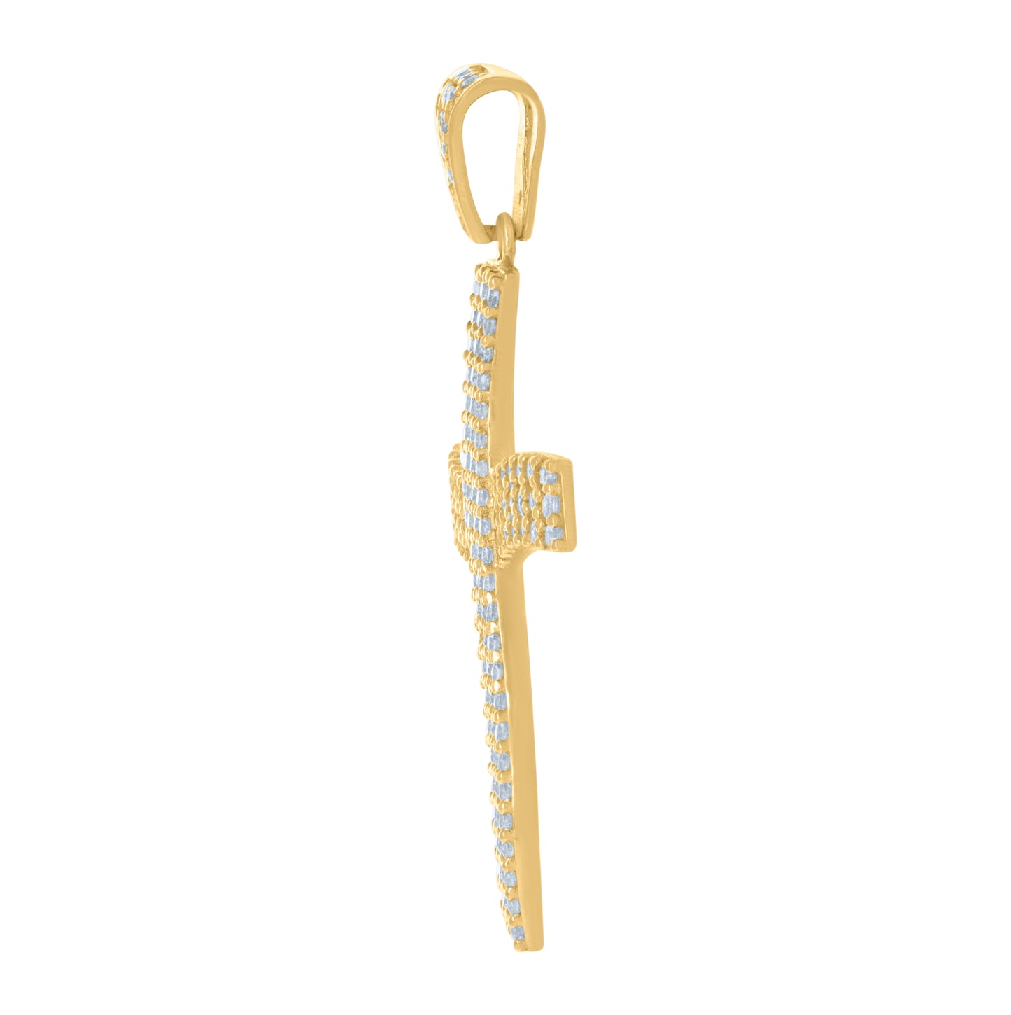 10K Yellow Gold Unisex Cubic-Zirconia Cross Religious Charm Pendant