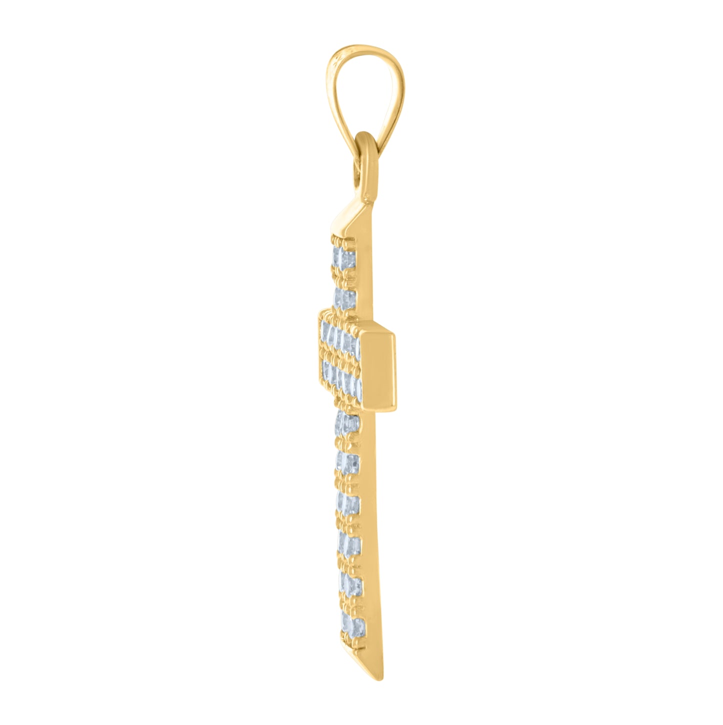 10K Yellow Gold Womens Cubic-Zirconia Cross Religious Charm Pendant