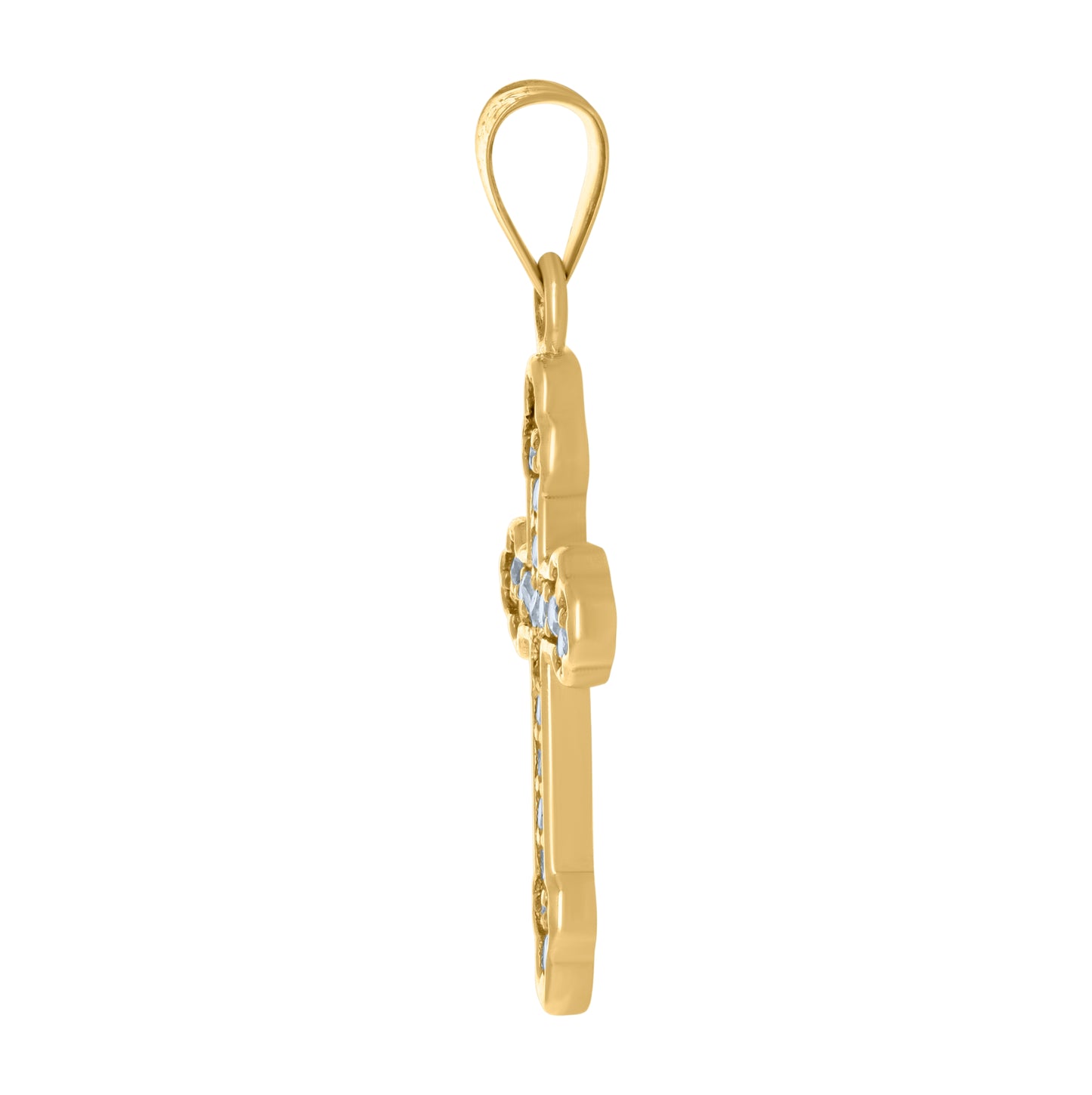10K Yellow Gold Womens Cubic-Zirconia Cross Religious Charm Pendant