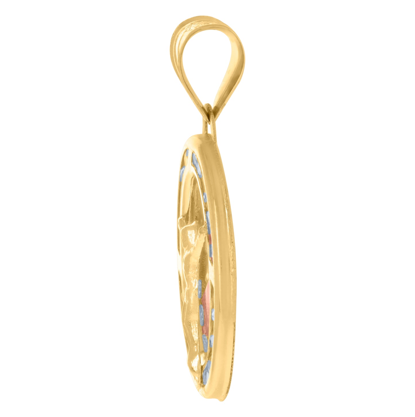 10K Tri-Color Gold Womens Cubic-Zirconia Crucifix Jesus Religious Charm Pendant