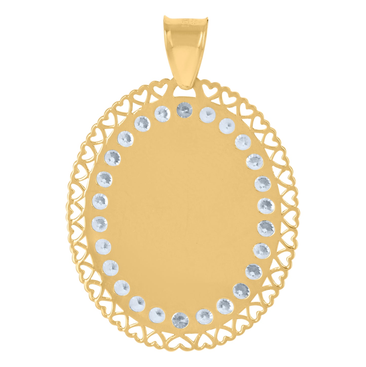 10K Tri-Color Gold Womens Cubic-Zirconia Hearts Border Sweet 16 Quinceanera Charm Pendant