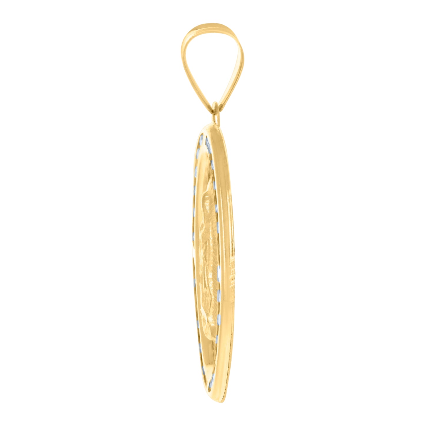 10K Tri-Color Gold Womens Cubic-Zirconia Guadalupe Religious Charm Pendant