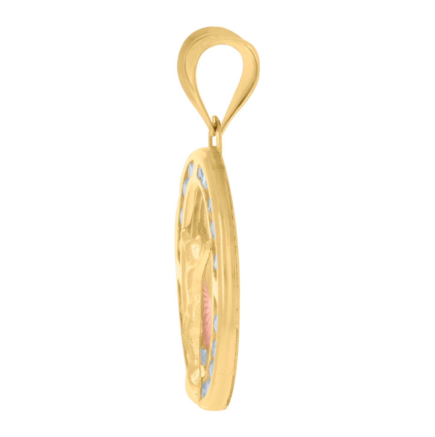 10K Tri-Color Gold Womens Cubic-Zirconia Crucifix Jesus Religious Charm Pendant