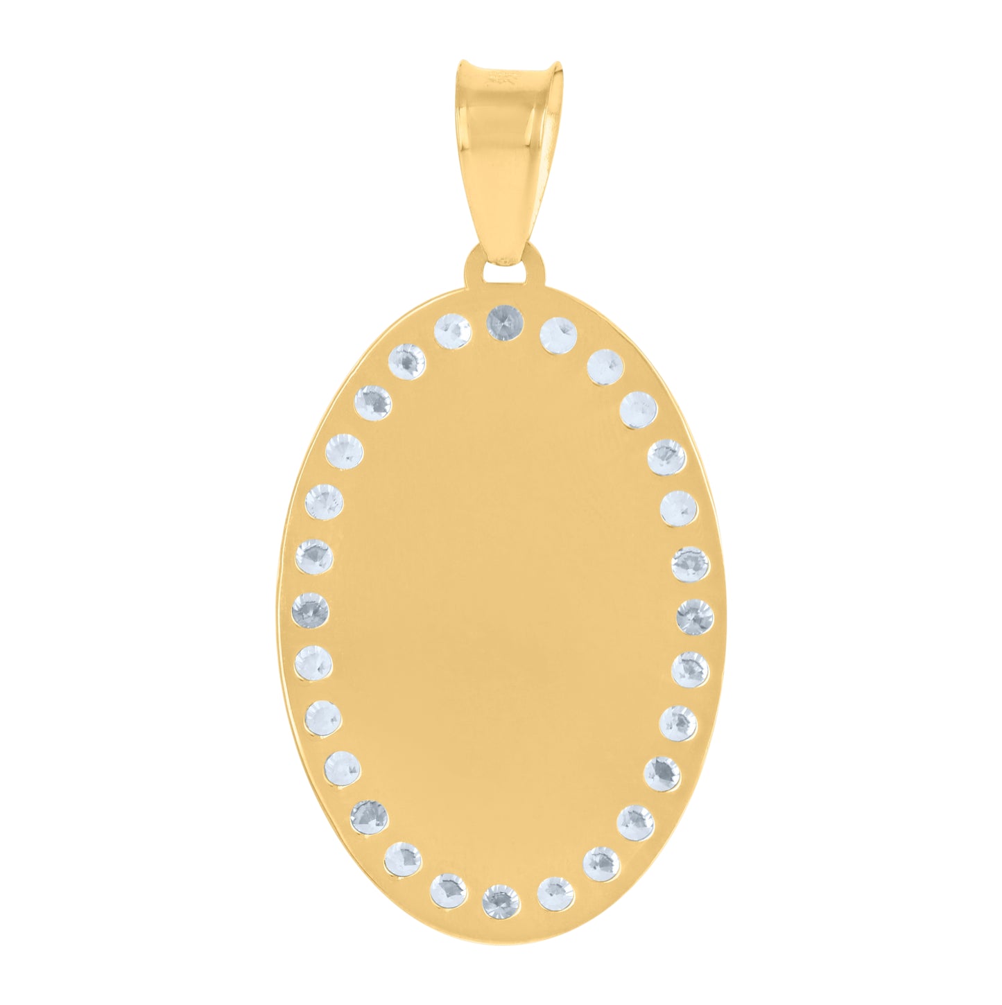 10K Tri-Color Gold Mens Cubic-Zirconia Jesus Religious Charm Pendant