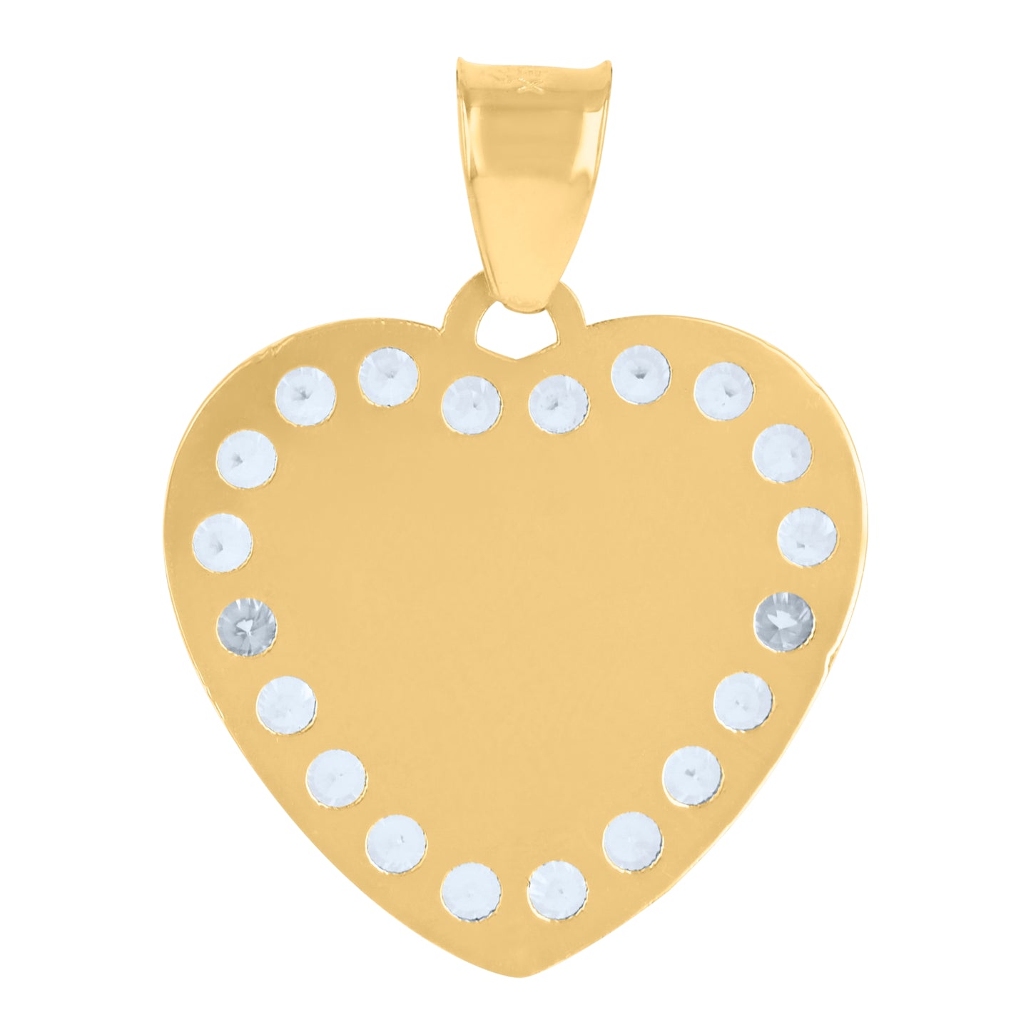 10K Tri-Color Gold Womens Cubic-Zirconia Te Amo Heart Charm Pendant